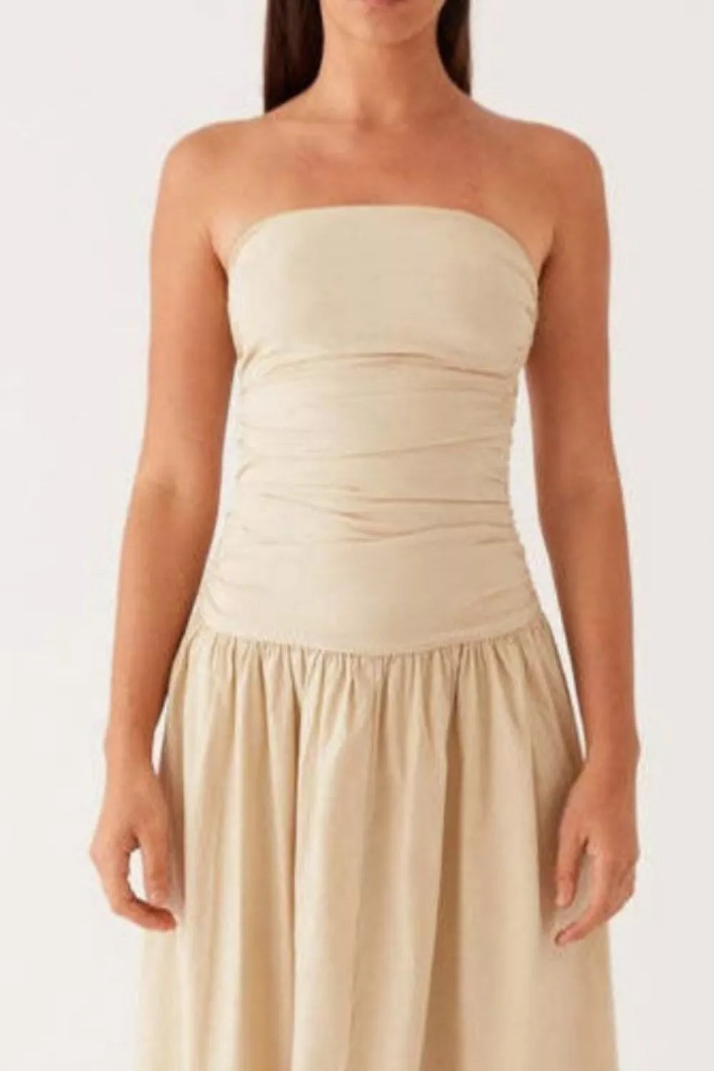 Strapless Ruched Maxi Dress