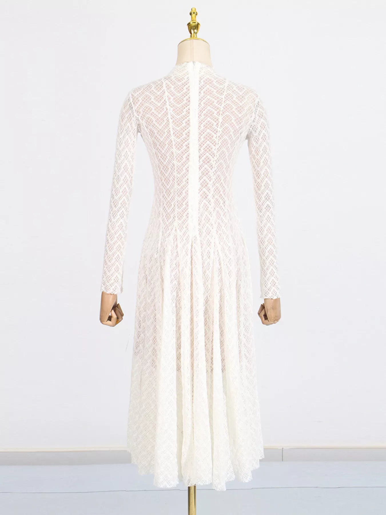 Lace Mock Neck Long Sleeve Maxi Dress
