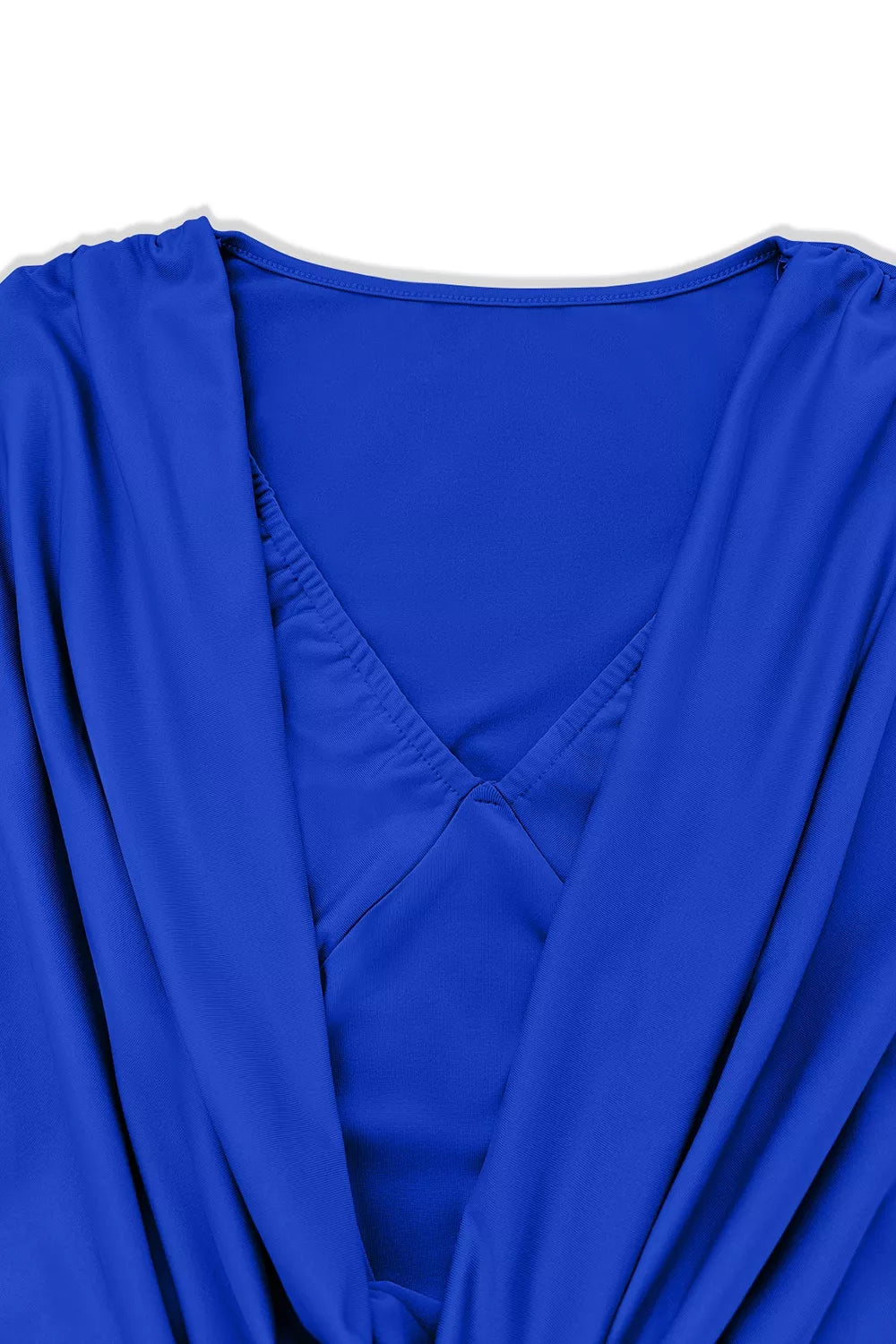 Ruched Cowl Neck Long Sleeve Mini Dress