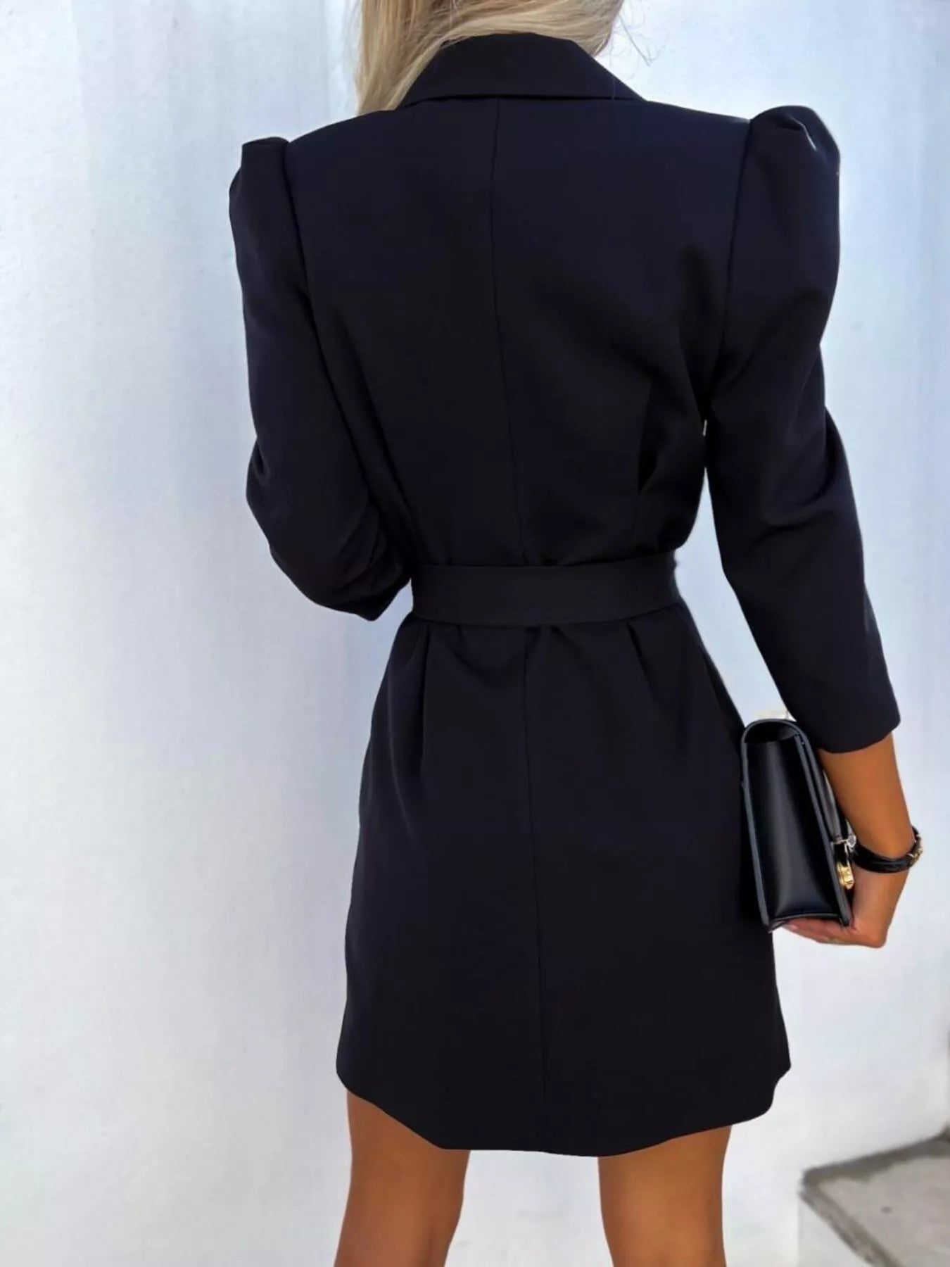 3/4 Sleeve Belted Blazer Dress