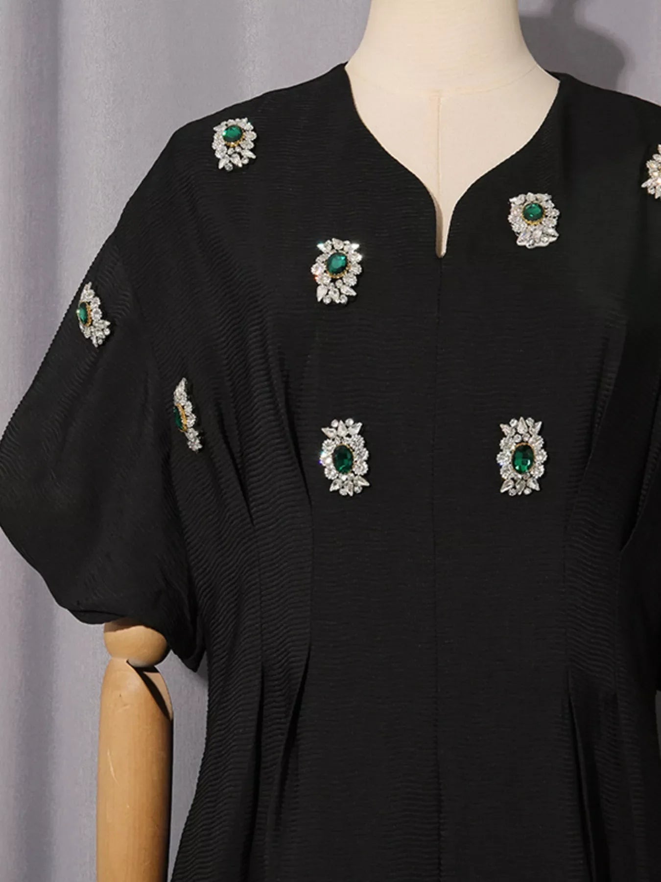 Embellished Puff Sleeve Midi Dress