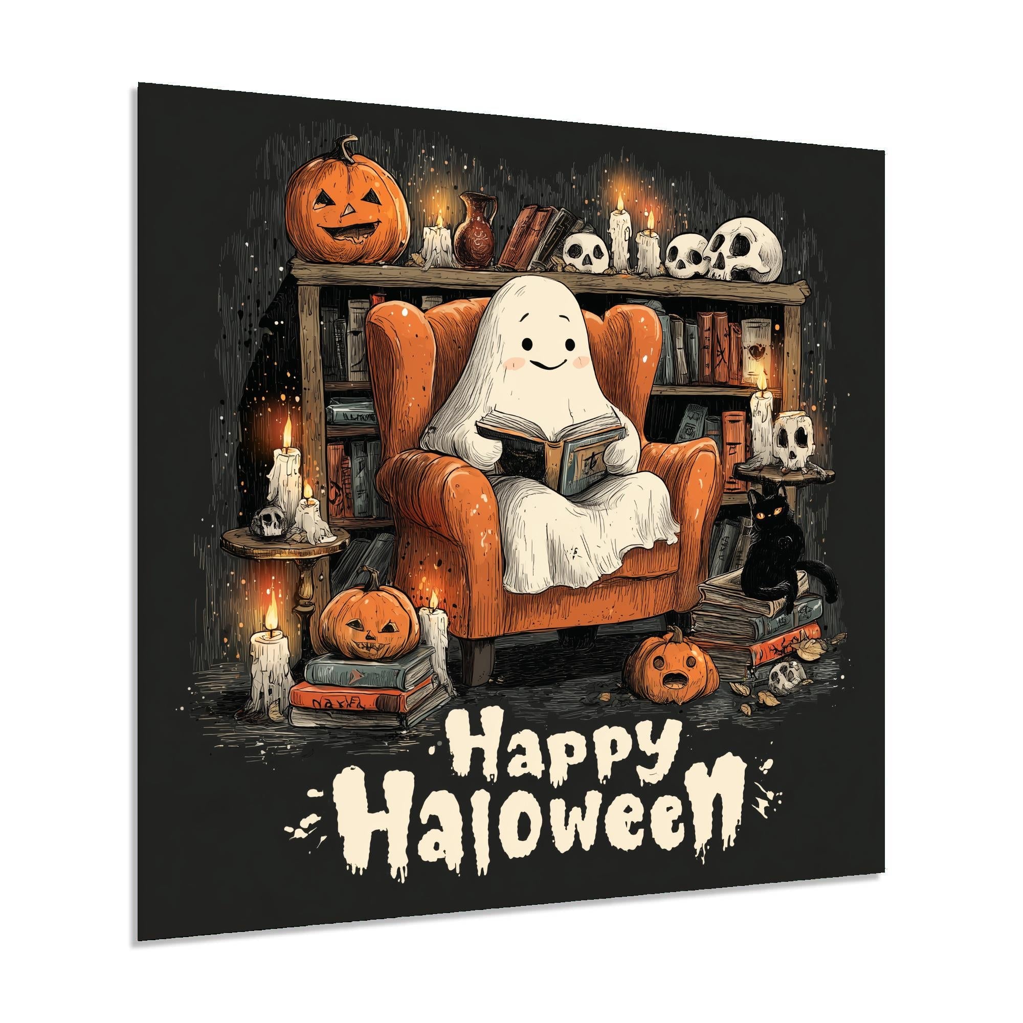 Cute Halloween Ghost Tempered Glass Wall Art | Cozy Spooky Decor