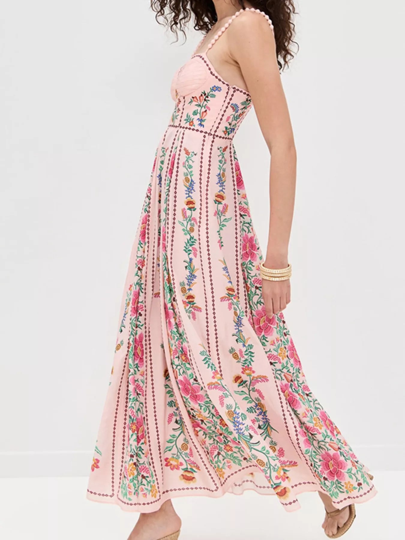 Floral Print Sweetheart Neck Dress
