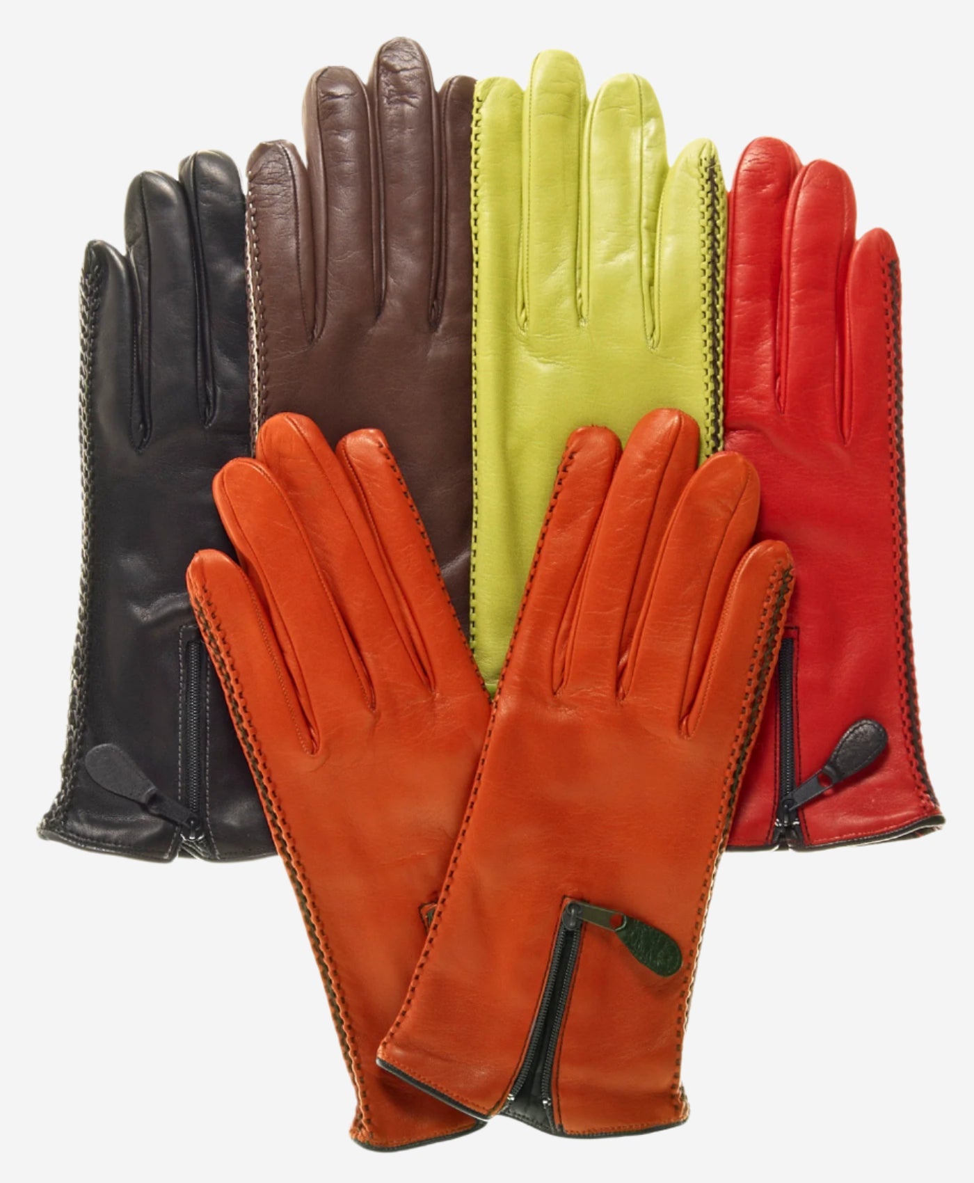 CA0547 (brown) – Women’s Italian lambskin cashmere-lined leather gloves with zipper