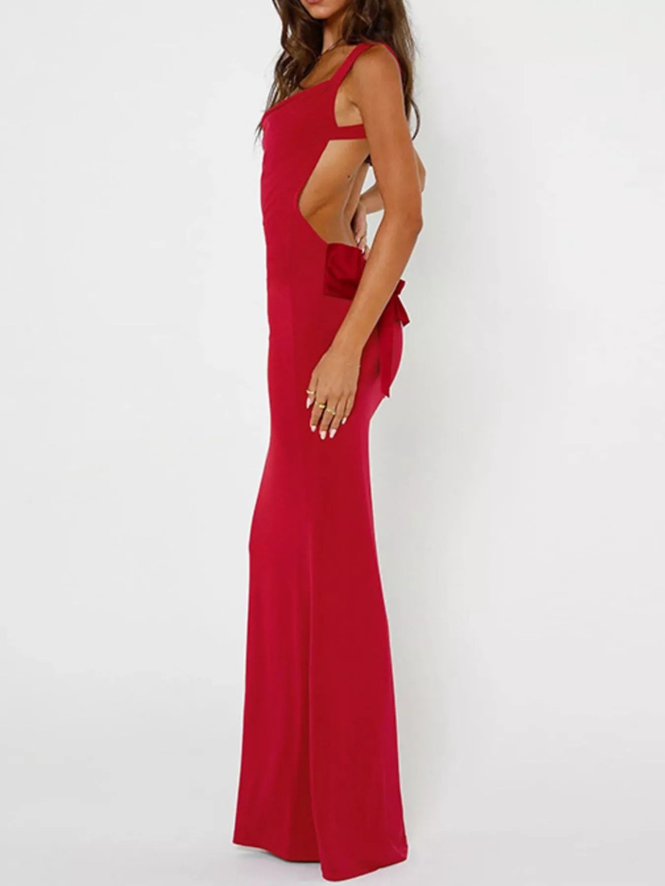 Backless Wide Strap Maxi Dress