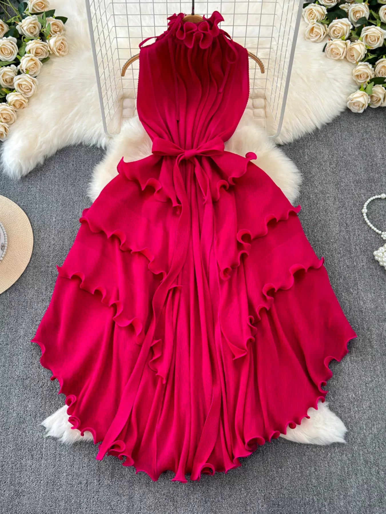 Ruffled Tiered Sleeveless Midi Dress