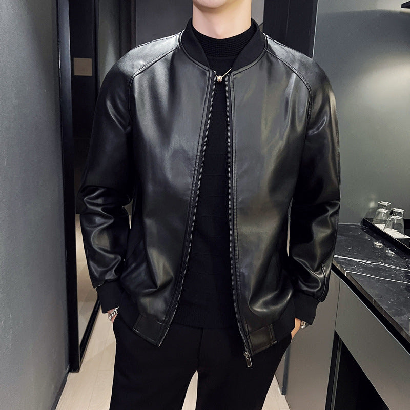 Men's Slim Fit Trendy Handsome Washed Leather Jacket