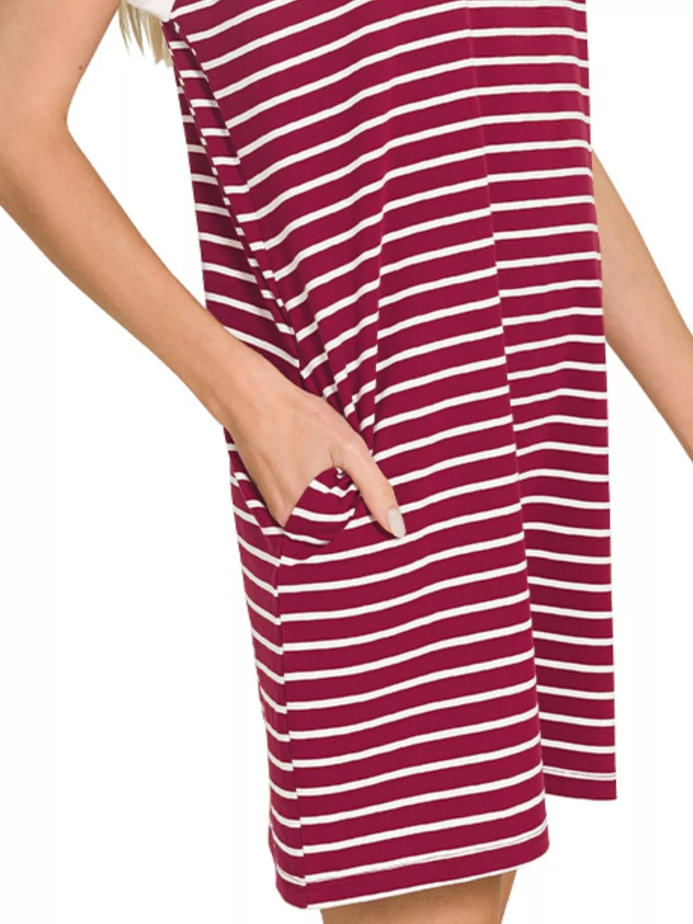 Zenana Contrast Trim Striped T-shirts Dress