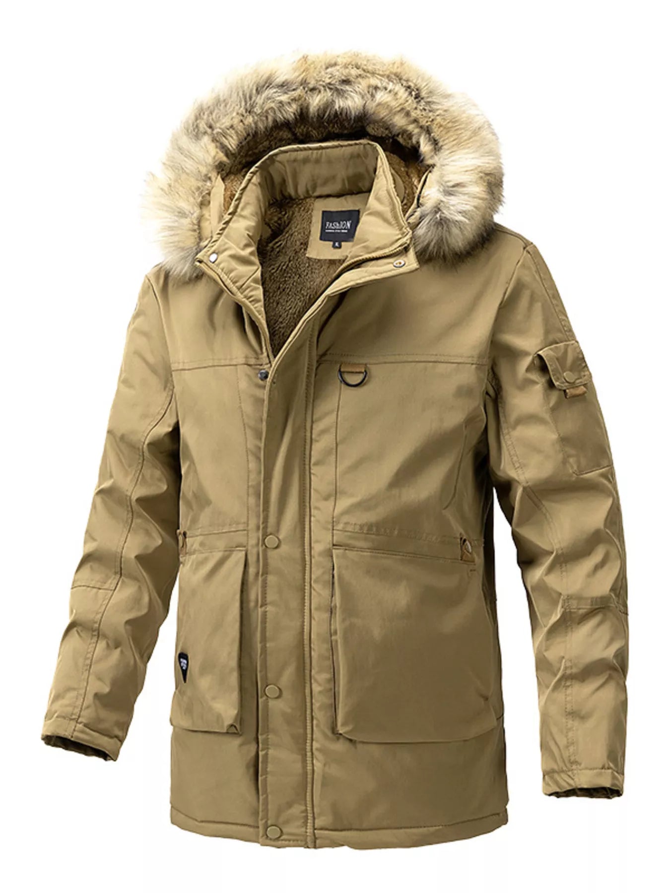Men's Plus Size Fur Hooded Winter Parka Coat