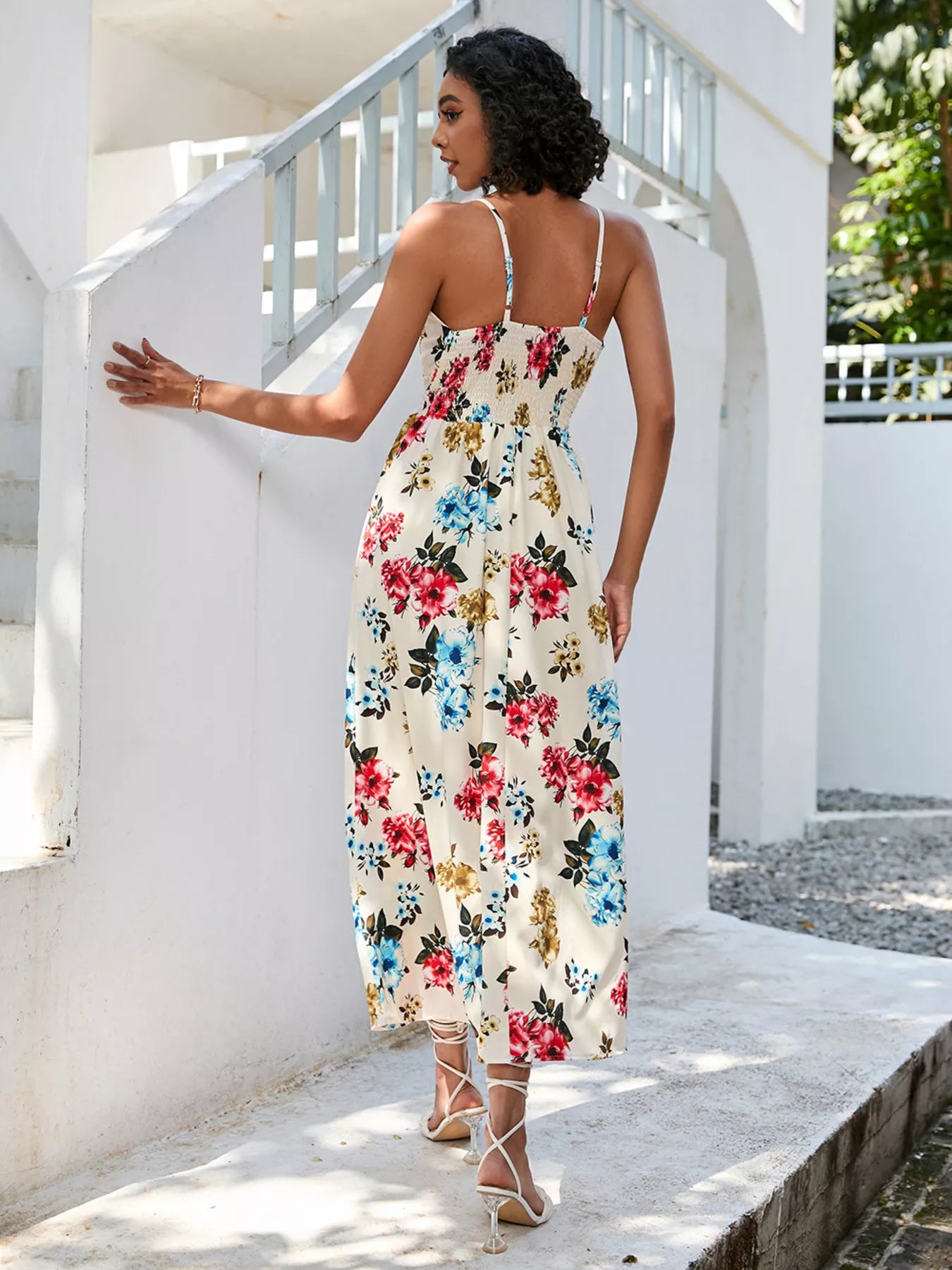 Floral Print Spaghetti Strap Midi Dress