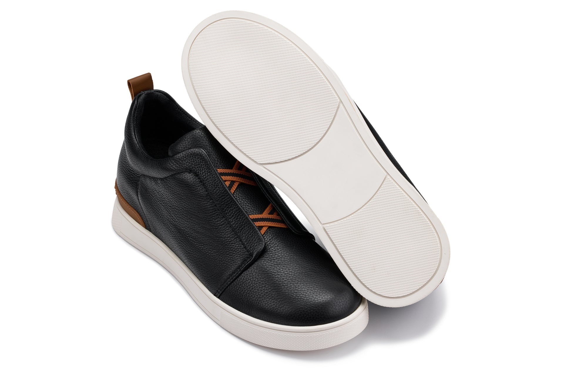 CALTO - J1932 - 2.6 Inches Taller (Black/White Sole) - Slip-On Snoafers - Overture Gifts
