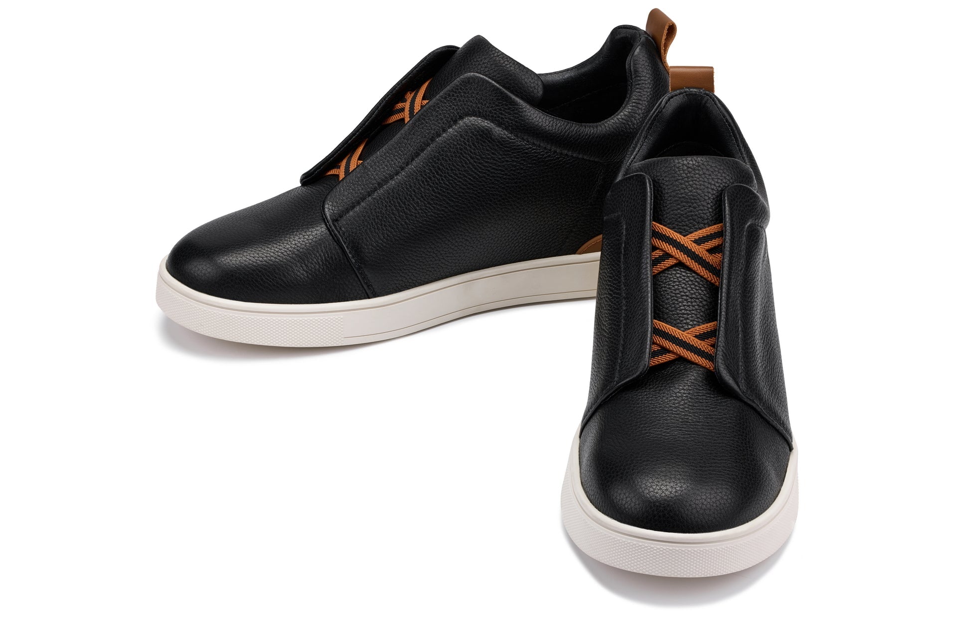 CALTO - J1932 - 2.6 Inches Taller (Black/White Sole) - Slip-On Snoafers - Overture Gifts