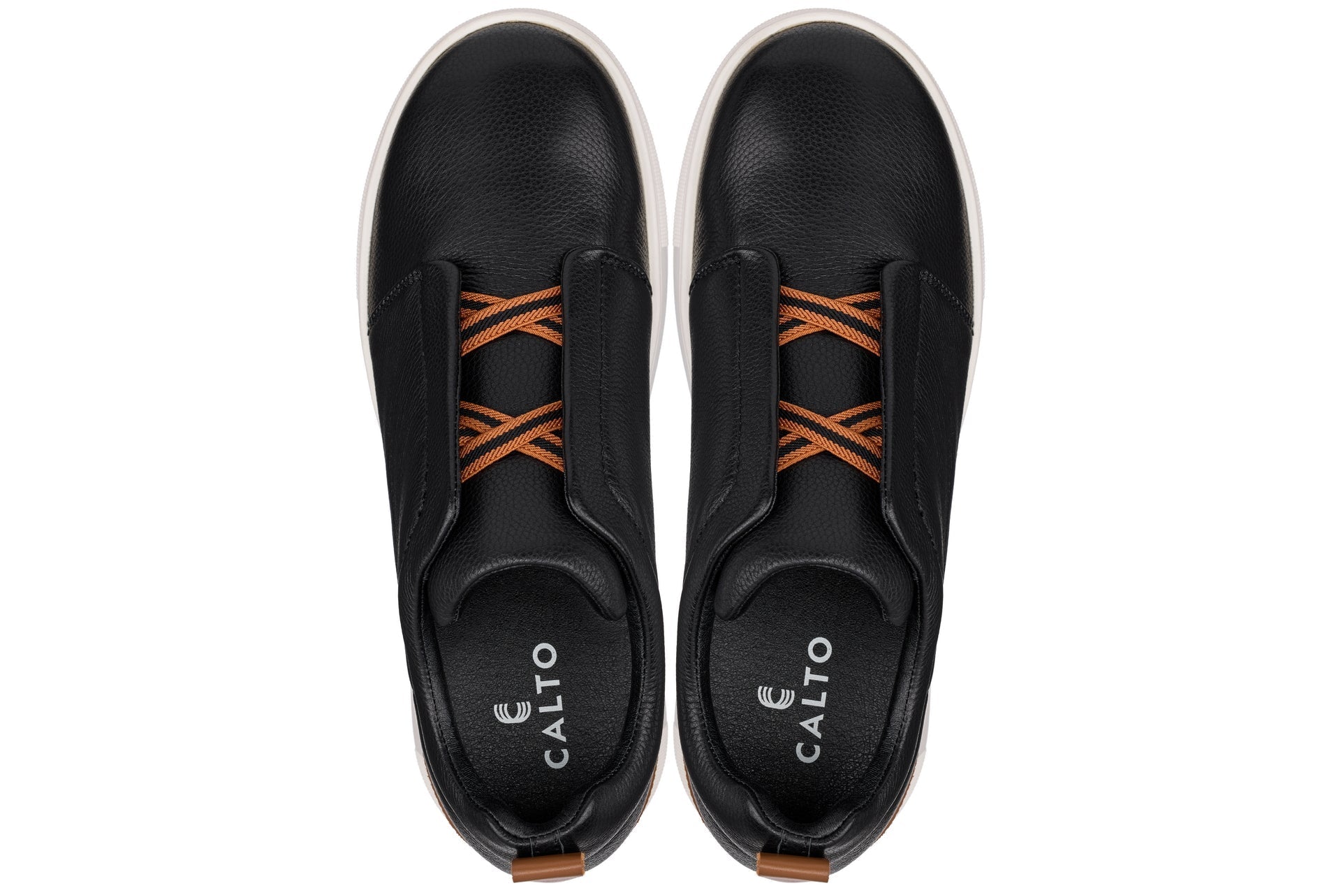 CALTO - J1932 - 2.6 Inches Taller (Black/White Sole) - Slip-On Snoafers - Overture Gifts