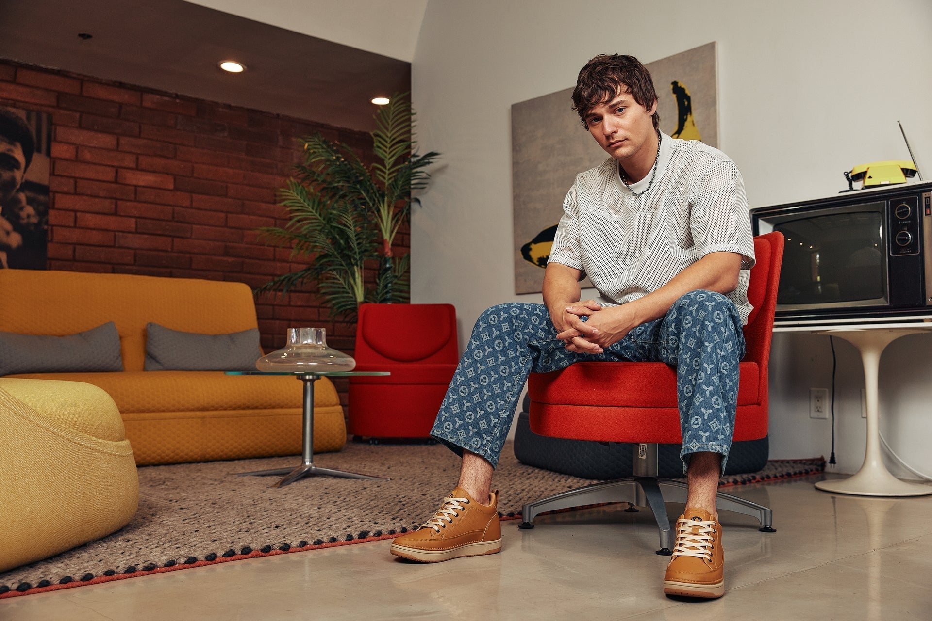 CALTO - Q274 - 2 Inches Taller (Camel Brown & Gum Sole) - Elevated Leatherette Micro-Perforated Sneakers - Overture Gifts