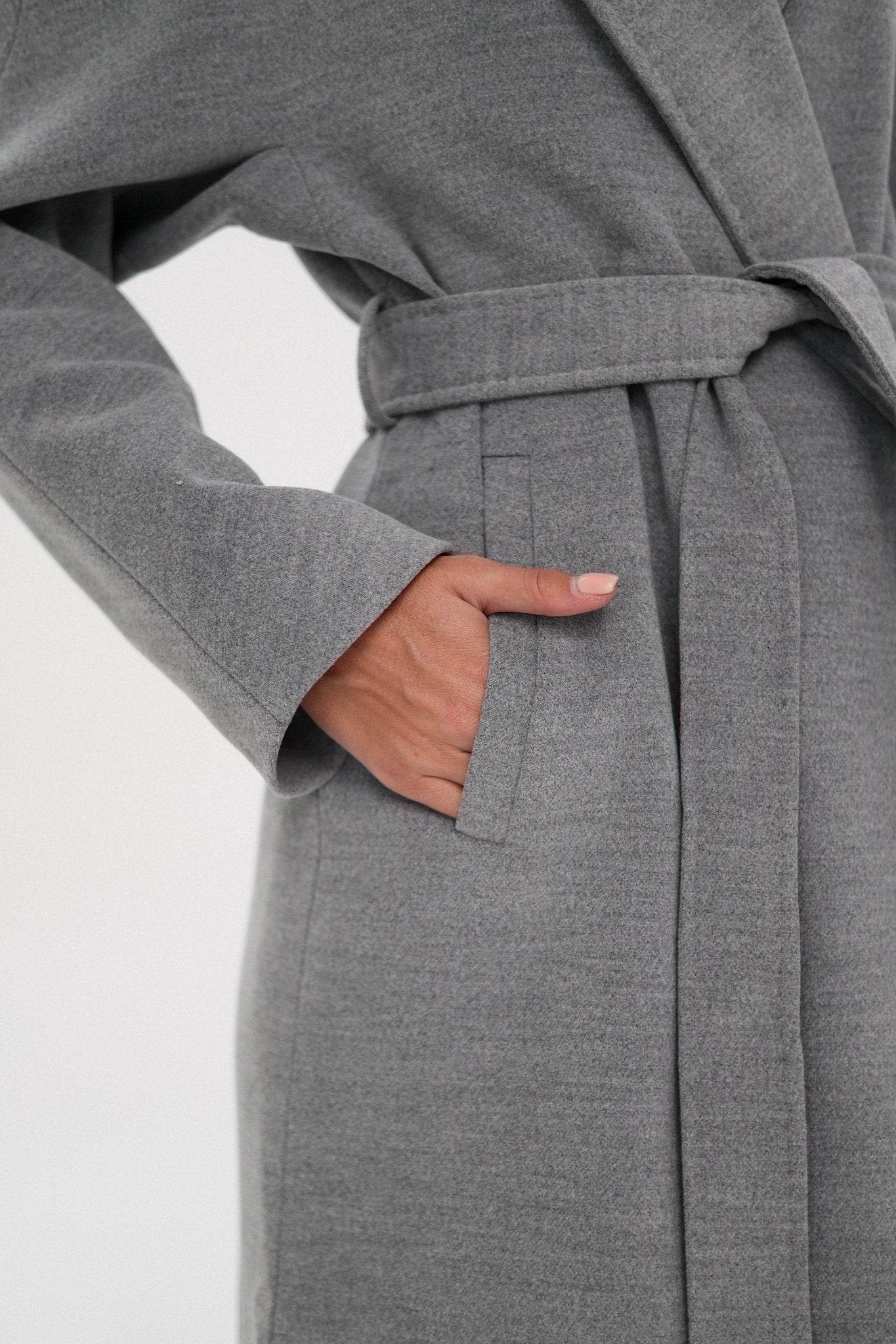Cambridge Comfort Wraparound Wool Cashmere Coat in Dove - Overture Gifts