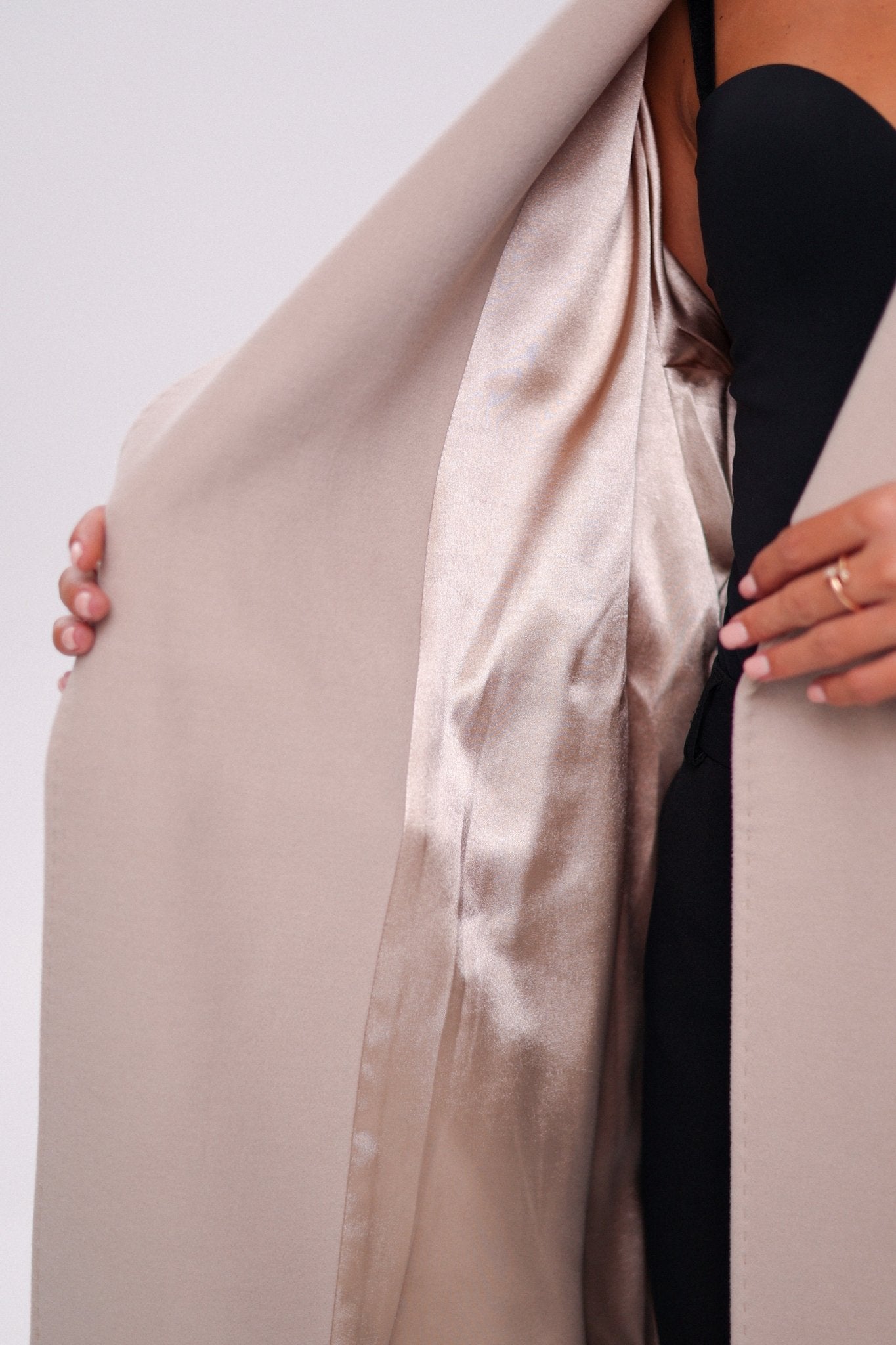 Cambridge Comfort Wraparound Wool Cashmere Coat in Nude - Overture Gifts
