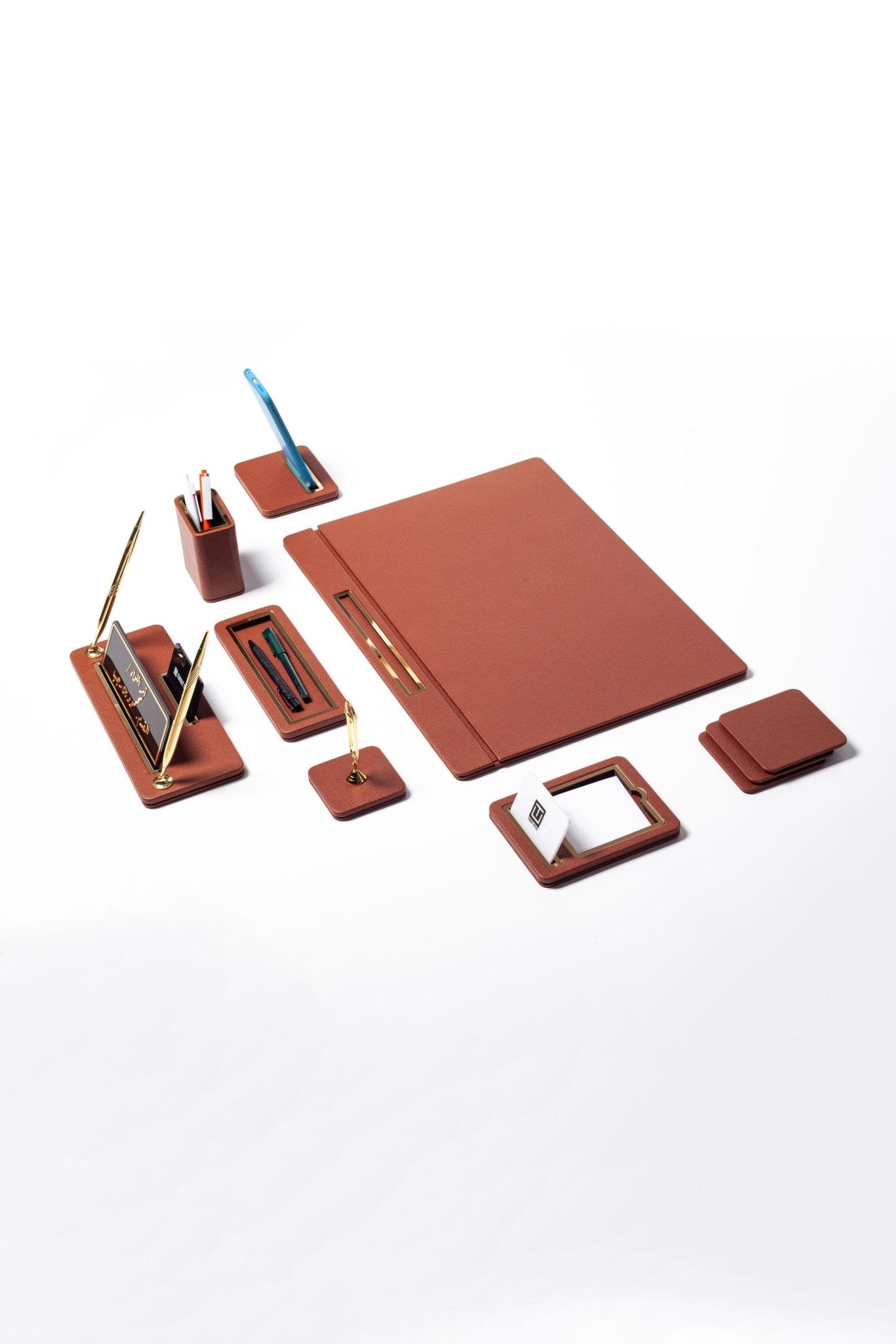 Capella Leather Desk Set Taba 8 Pieces Covered Model - Overture Gifts