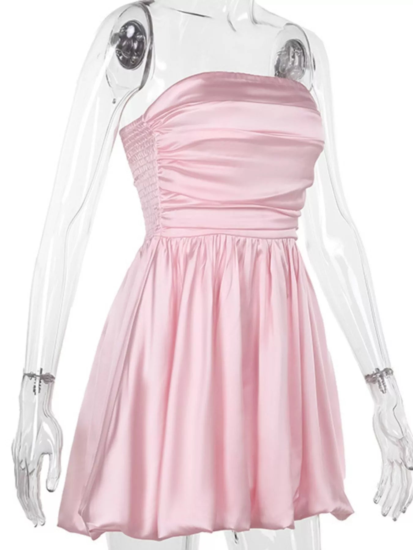 Strapless Ruched Mini Bubble Dress