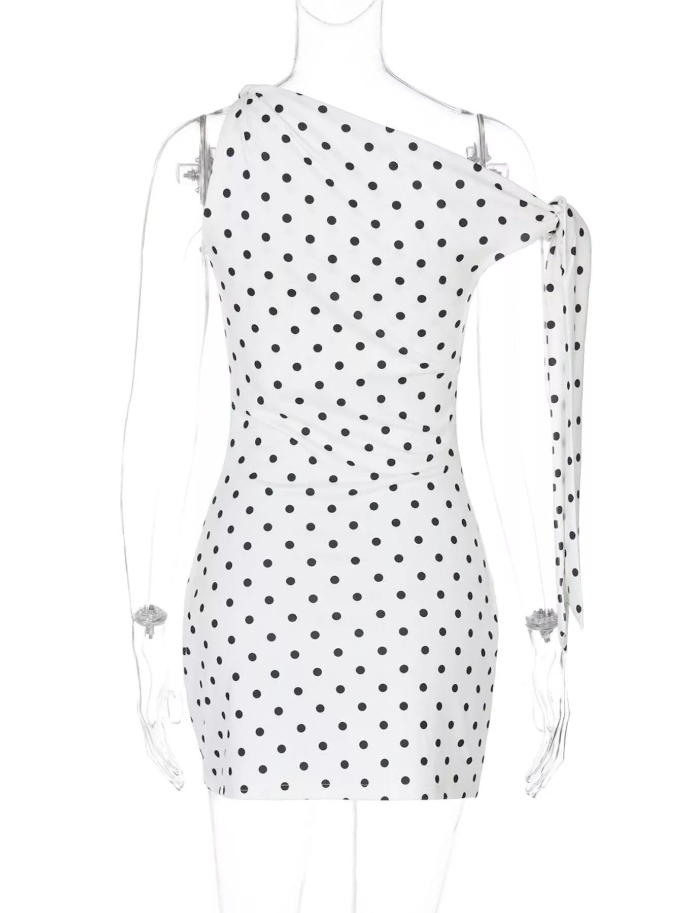 Polka Dot Sleeveless Mini Dress with Bow Accents