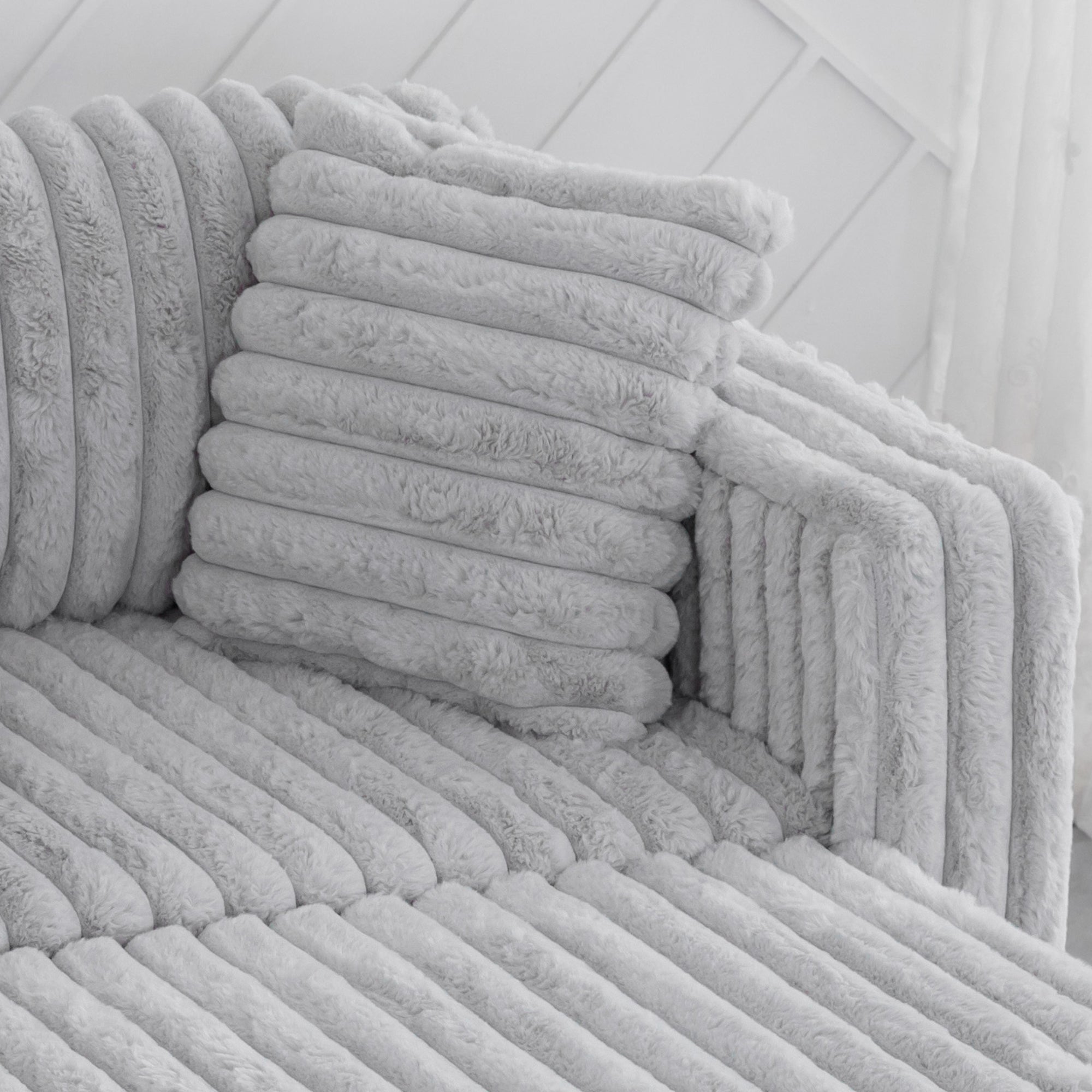 Light Gray Soft 3-Person Sofa with Ottoman