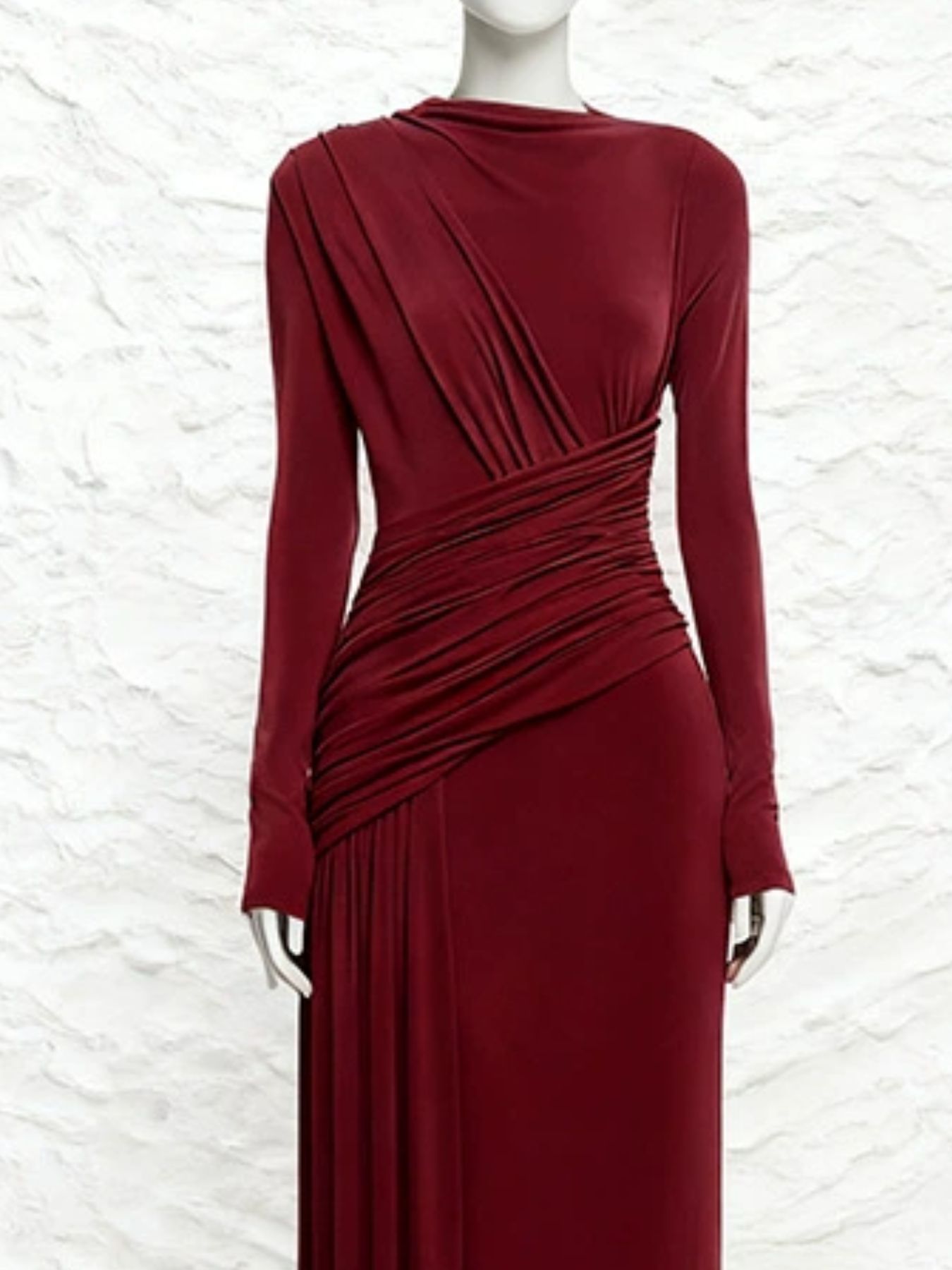 Ruched Long Sleeve Maxi Dress