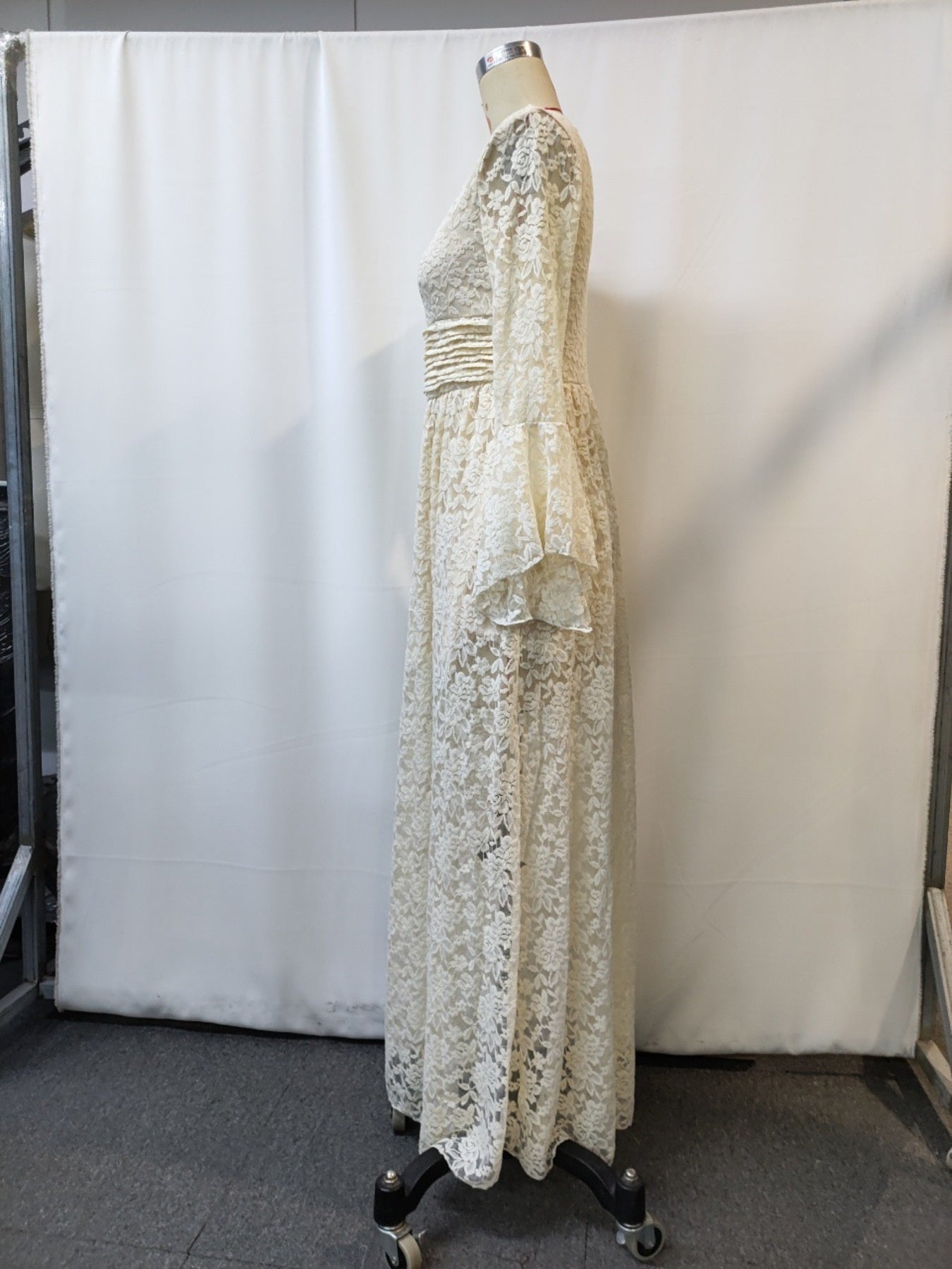 Lace Deep V-Neck Maxi Dress