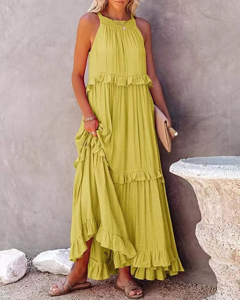 Ruffled Tiered Sleeveless Maxi Dress