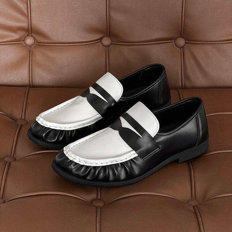 New Arrival Versatile Round Toe Men's Slip-On Shoes, Lazy Style Vintage Casual Leather Shoes, British Style Loafers