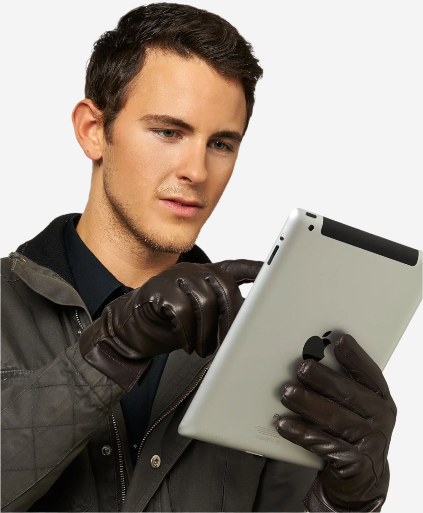 CC3301 (hunter) - Men’s Italian cashmere lined touchscreen leather gloves