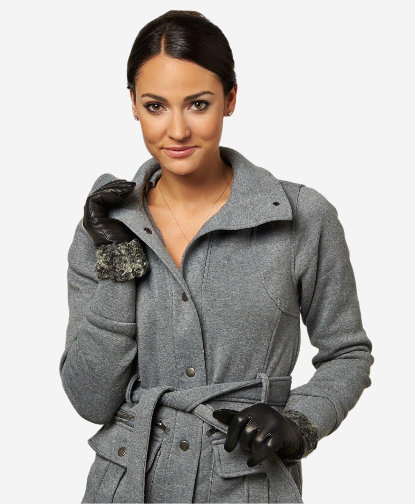 CC4172 (black/silver) - Women’s Italian cashmere lined leather gloves with Persian lamb cuffs