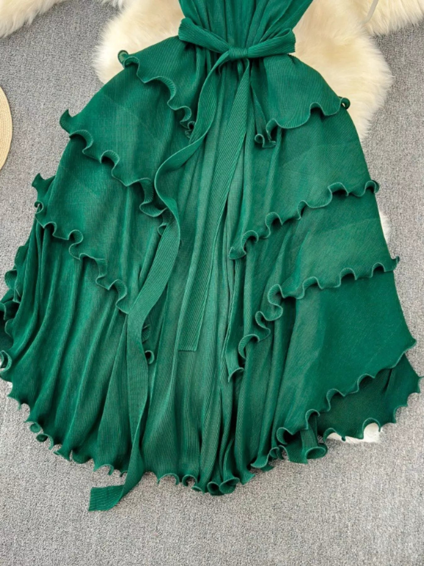 Ruffled Tiered Sleeveless Midi Dress