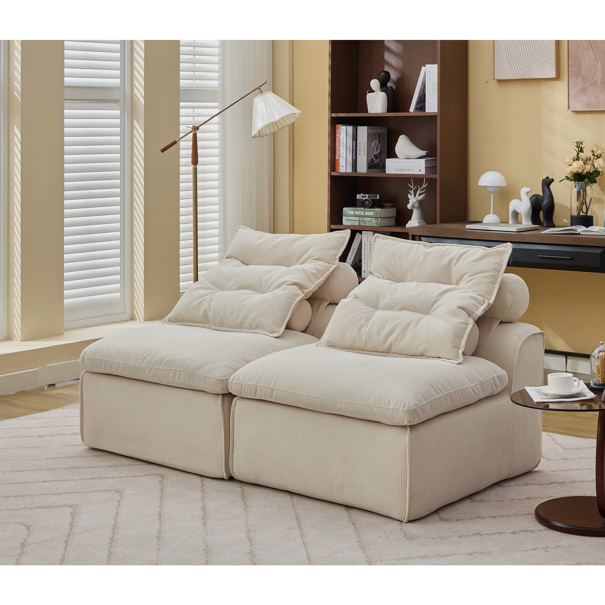 Modular Sofa with Soft Corduroy Fabric
