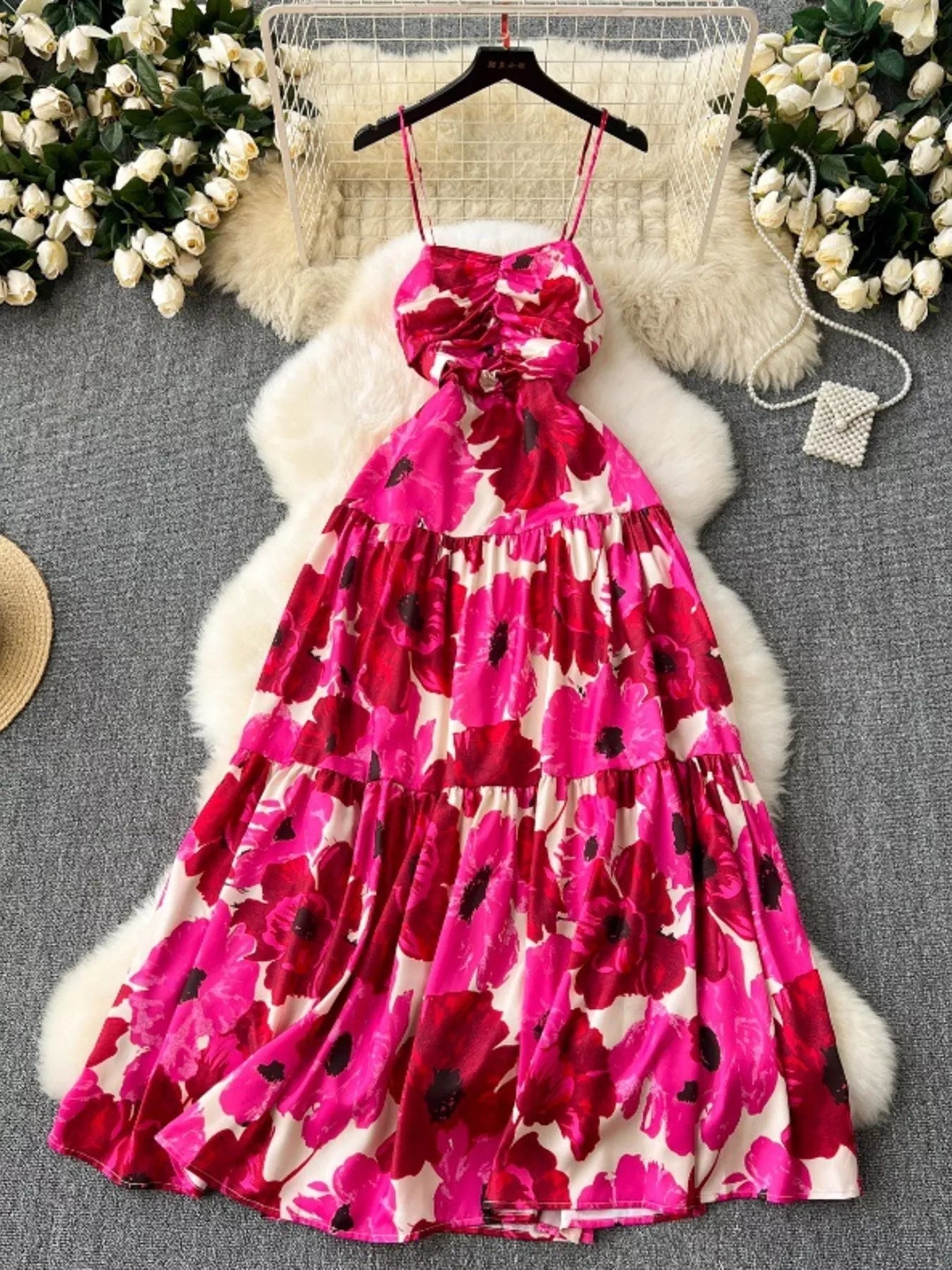 Floral Print Tiered Cami Dress