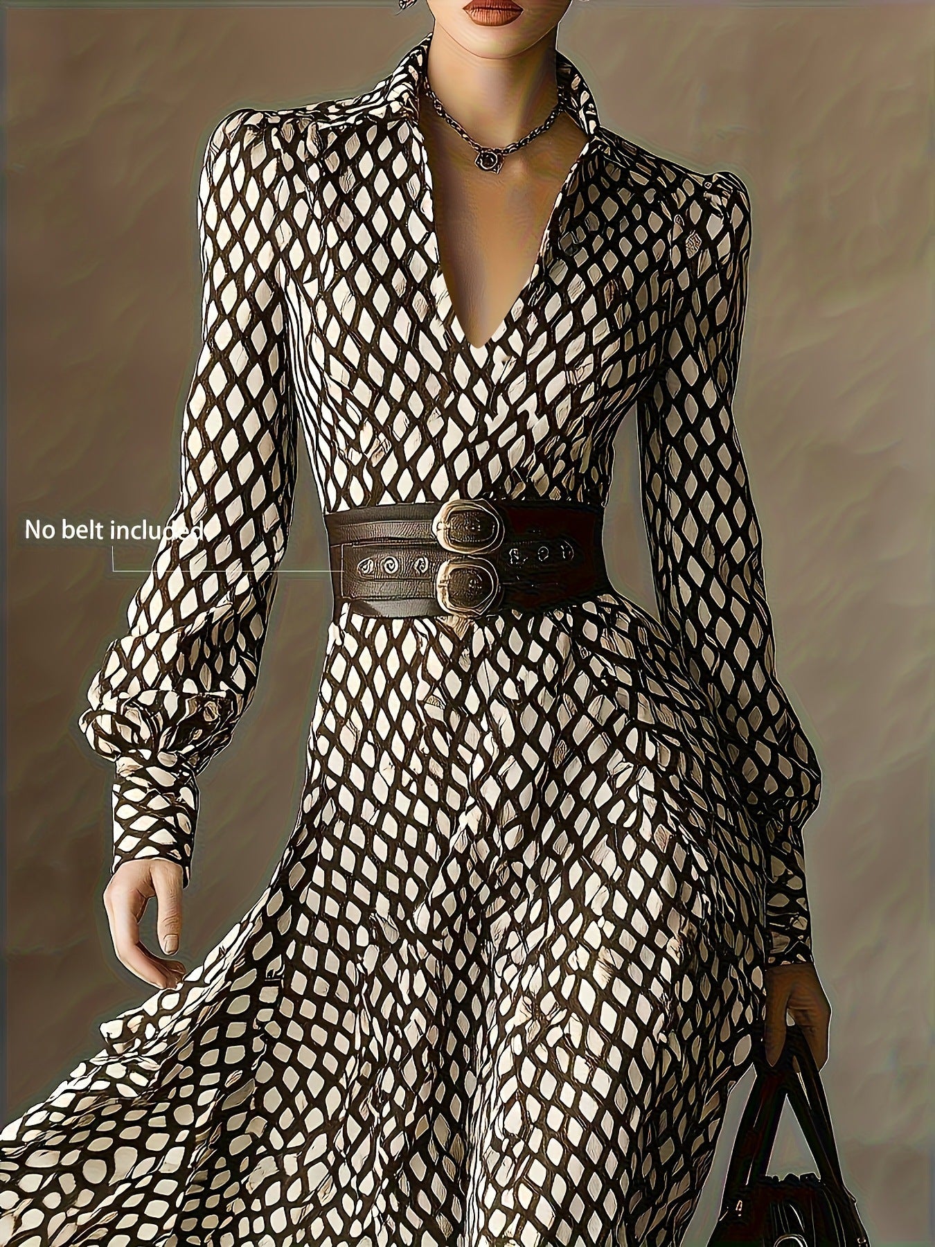 Printed Long Sleeve Midi Dress