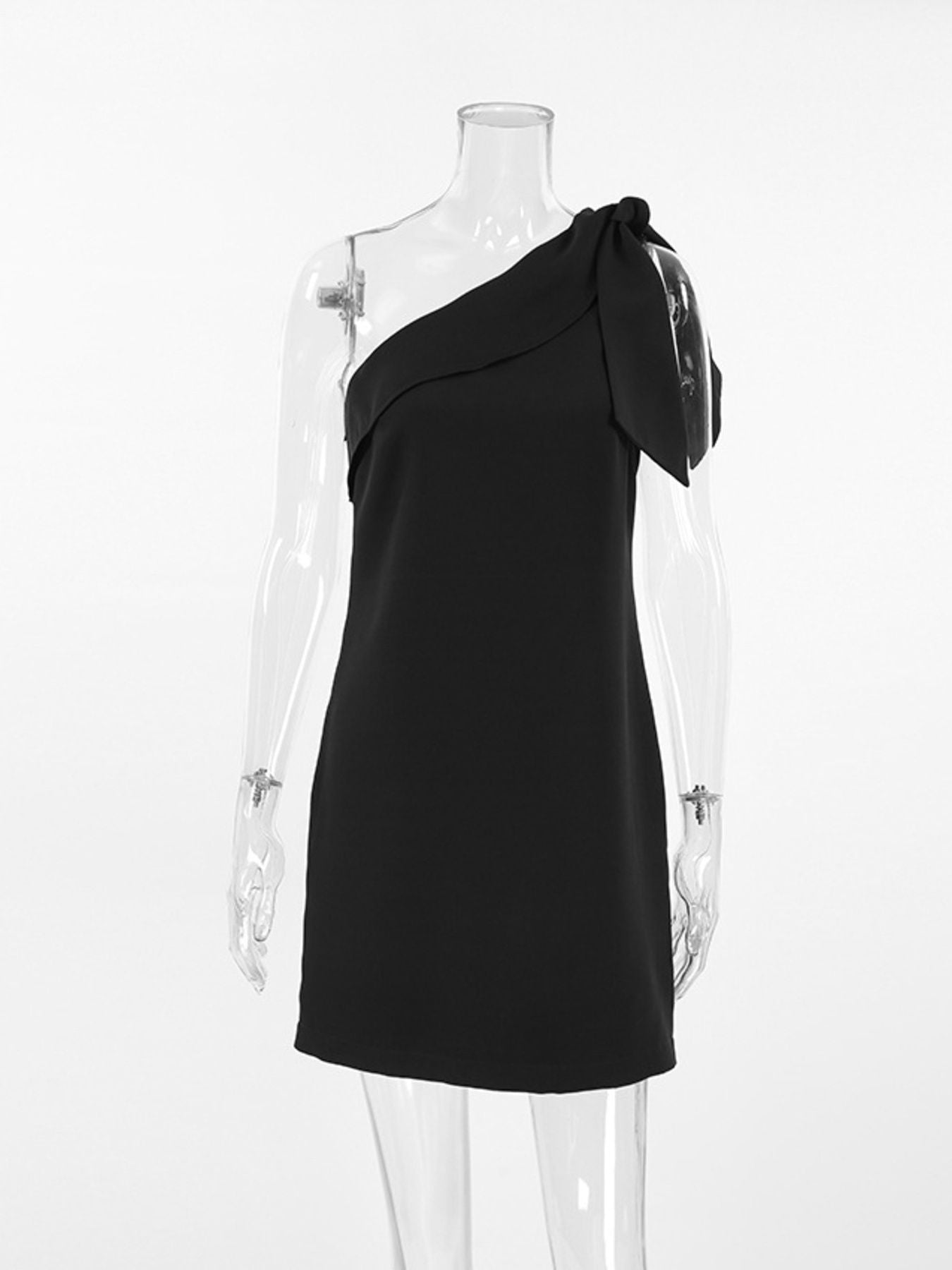 One-Shoulder Bow Mini Dress
