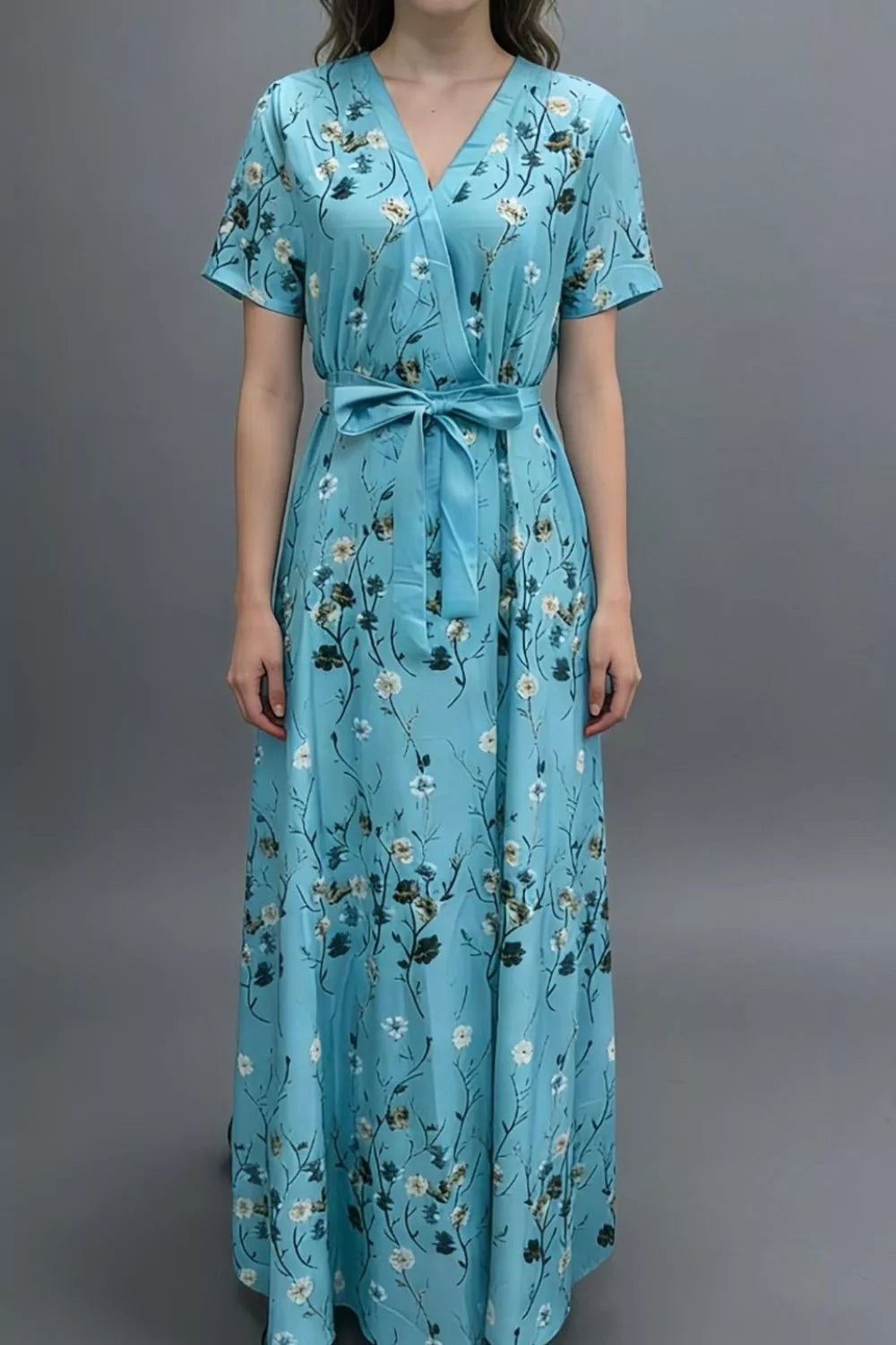 Floral Print Wrap Maxi Dress