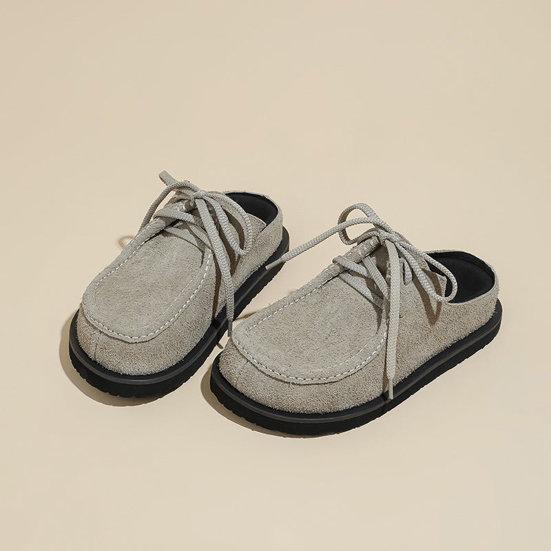Genuine Leather Long-fur Boccon Slippers