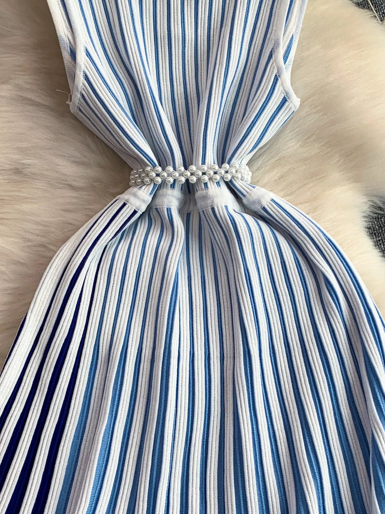 Striped Sleeveless Midi Dress