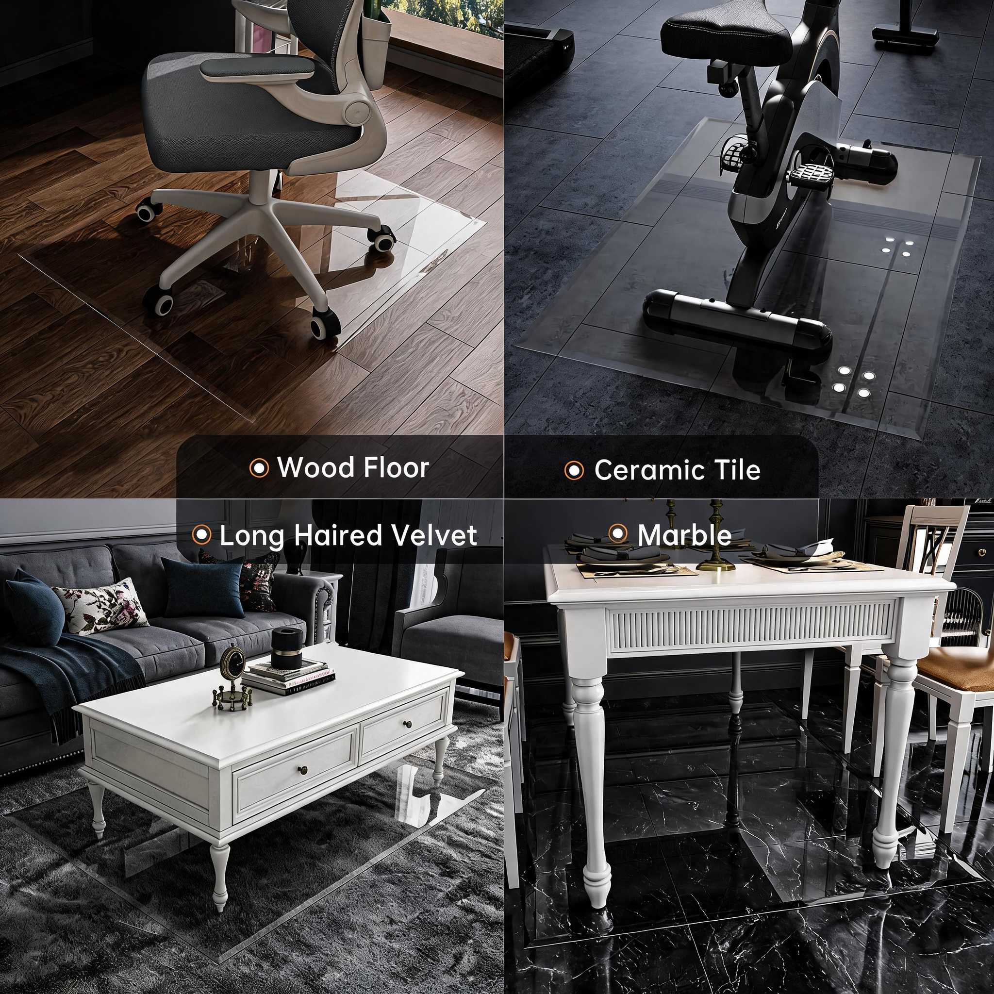 Tempered Glass 36 x 36 Inch Beveled Edge Office Chair Mat