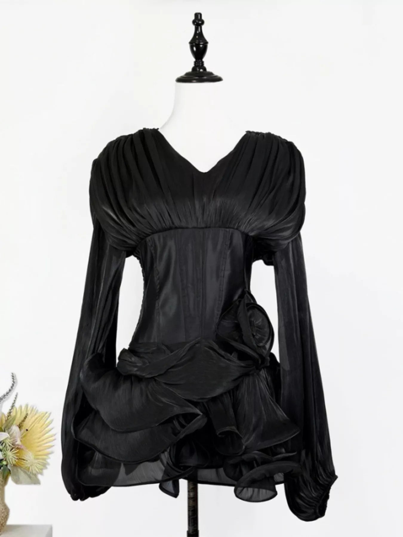 Ruffled Long Sleeve Mini Dress