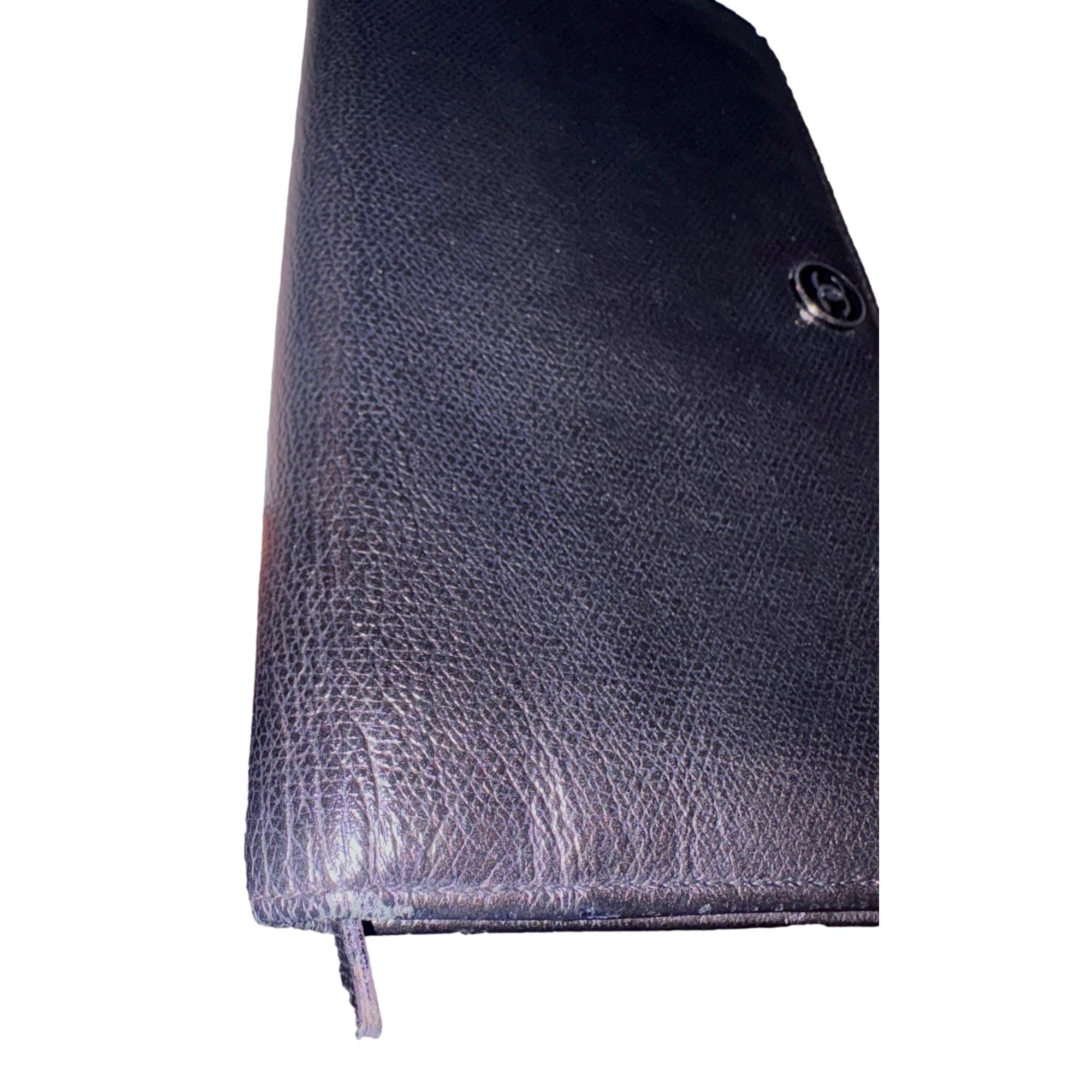 Chanel Vintage Yen Black Caviar Leather Long Wallet