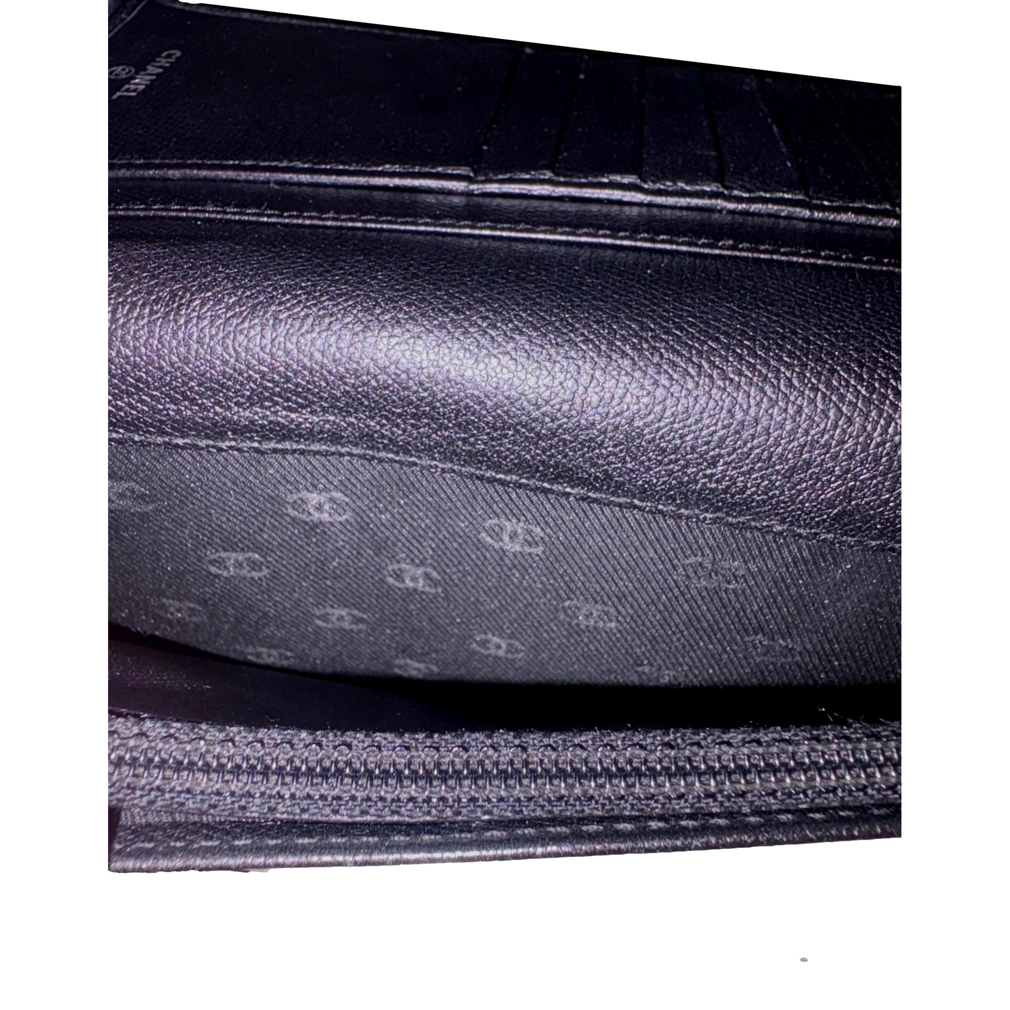 Chanel Vintage Yen Black Caviar Leather Long Wallet