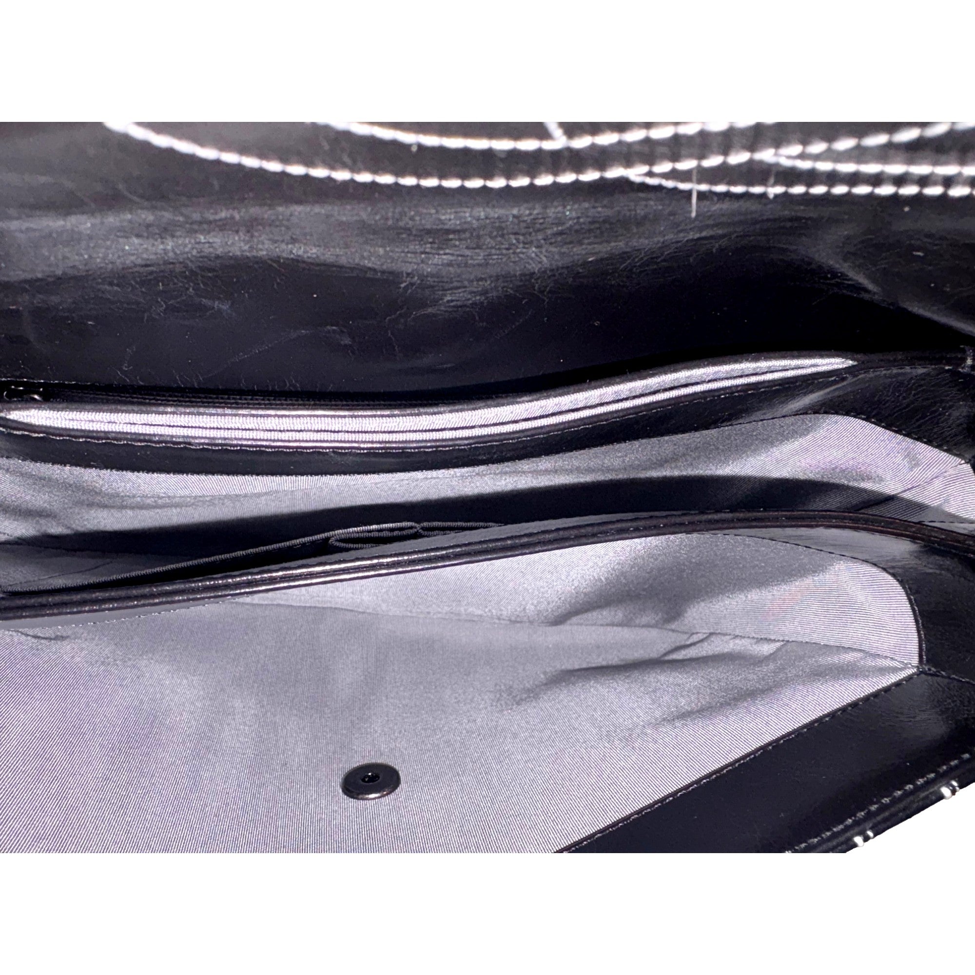 Chanel Black Vertical Stitch Flap Bag CC Logo Silver Chain Shoulder Bag