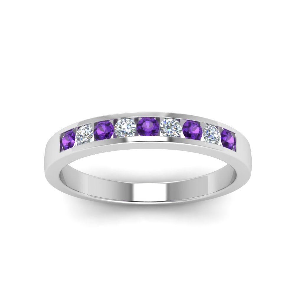 Channel 9 Stone Mens Wedding Ring