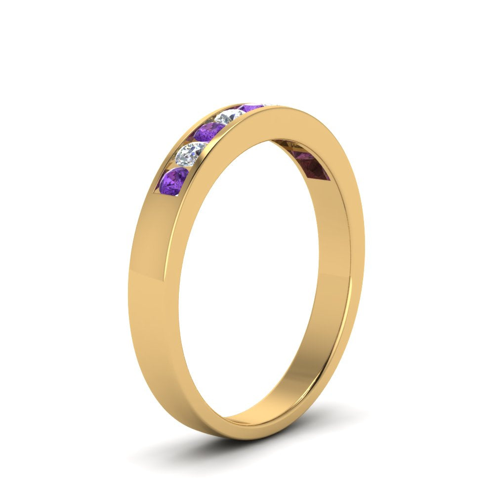 Channel 9 Stone Mens Wedding Ring