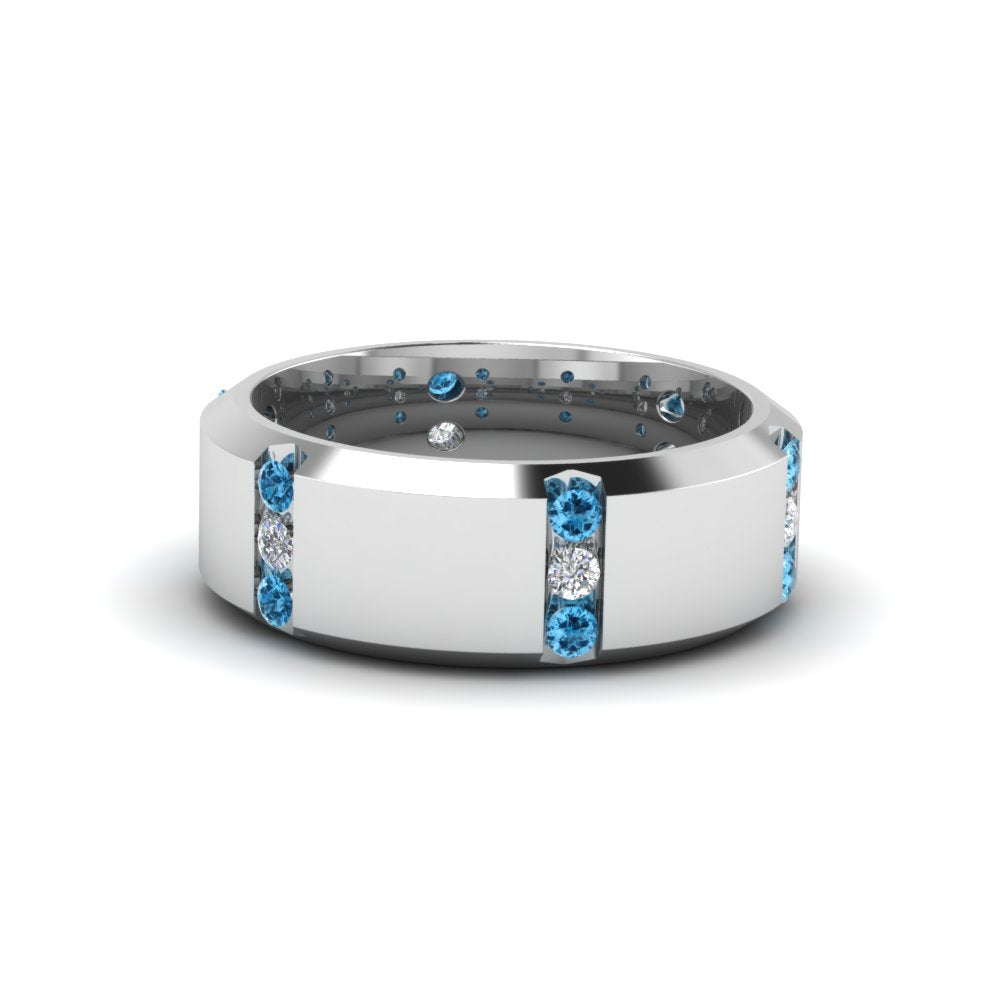 Channel Set 3 Stone Mens Anniversary Ring
