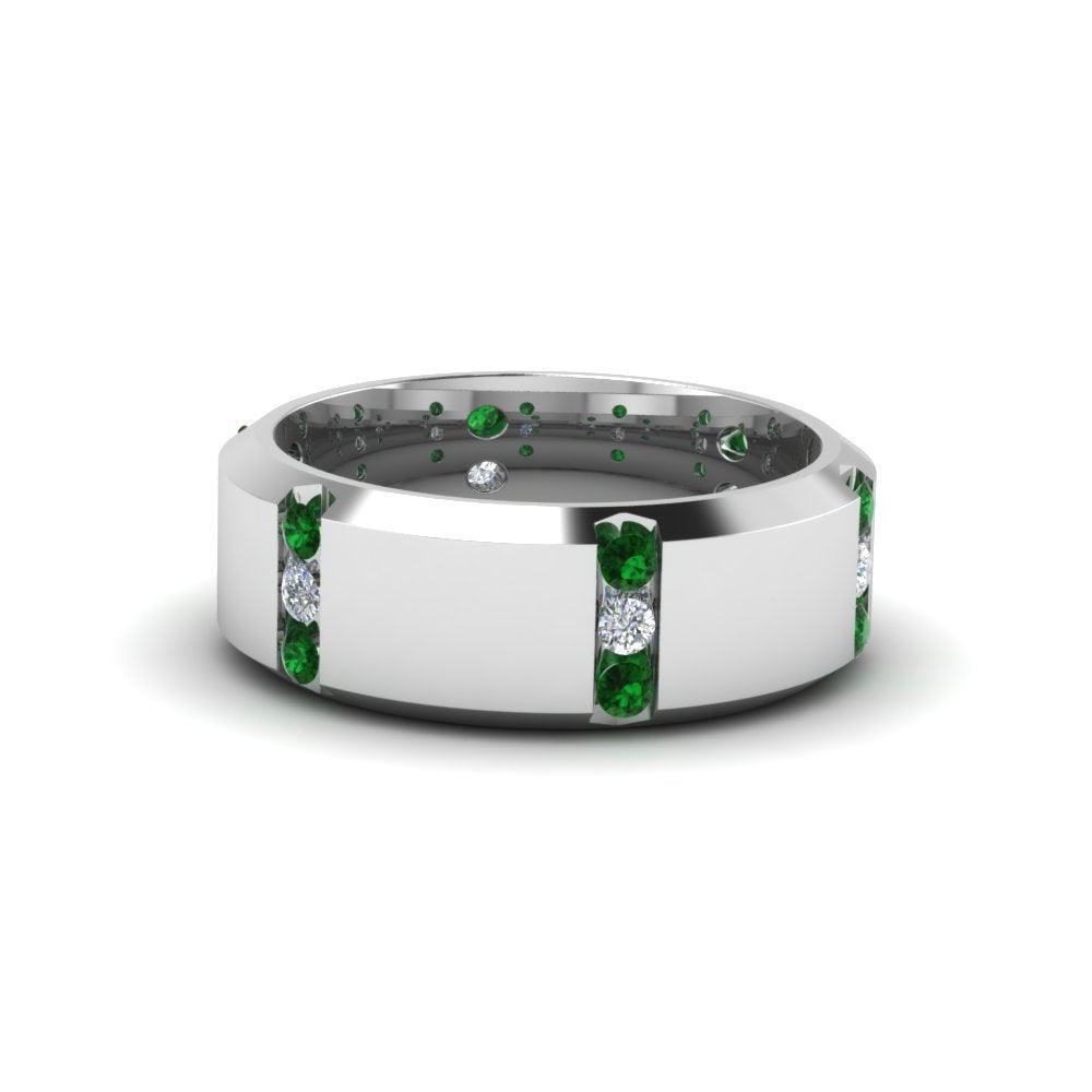 Channel Set 3 Stone Mens Anniversary Ring