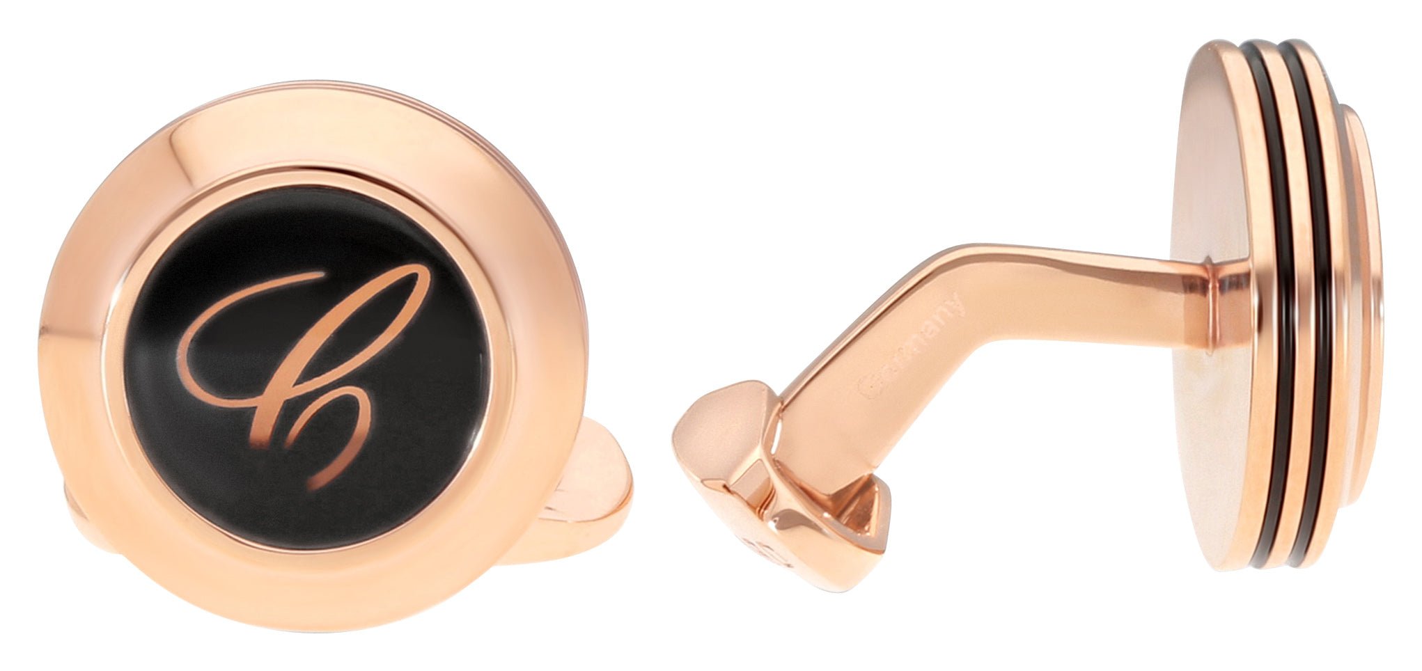 Chopard Classic "C" Rose Gold-Plated Steel & Glass Mens Cufflinks 95014-0054
