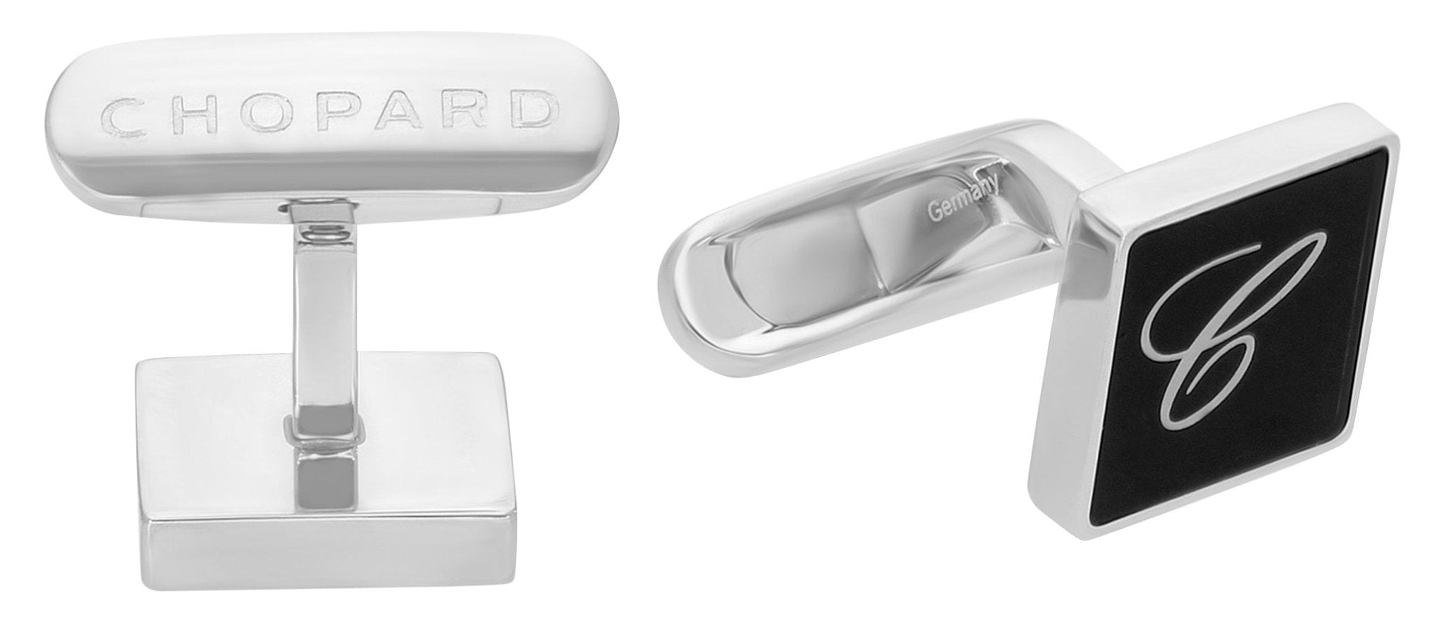 Chopard Classic Stainless Steel & Black Lacquer Mens Cufflinks 95014-0080