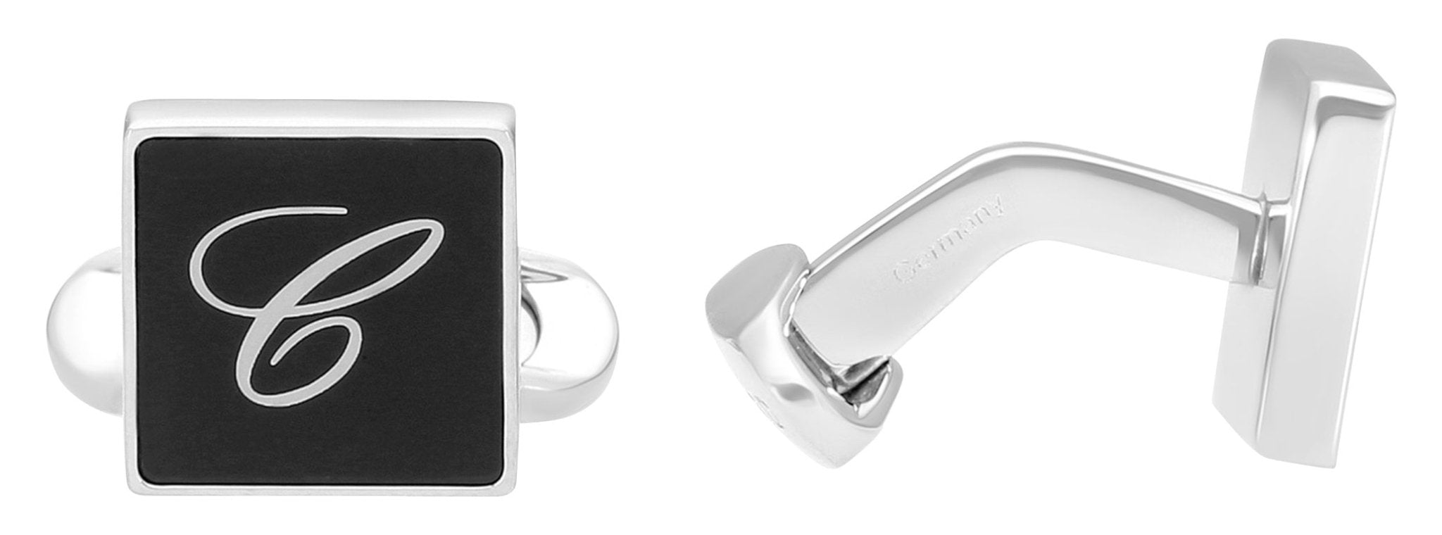 Chopard Classic Stainless Steel & Black Lacquer Mens Cufflinks 95014-0080
